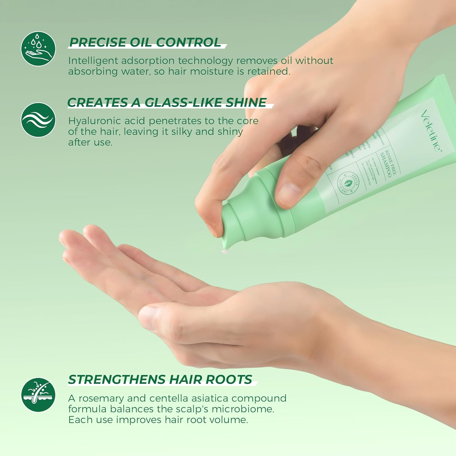 Rinse Free Shampoo,Portable No-Rinse Shampoo,Oil-Control & Fluffy Hair,No Water Needed,For Soft and Manageable,Clean,Beautiful Hair,Suitable for All Hair Types.2.82 FL.OZ./80 Ml image number 3