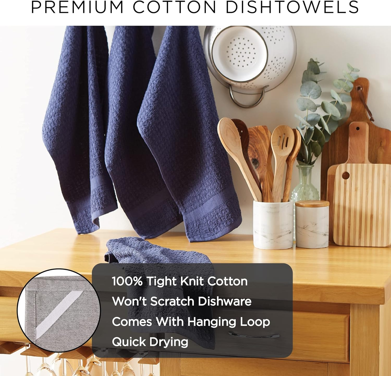 J&M Home Fashions, Cotton Ribbed Terry Dish Towels, Ultra Absorbent, Set of 4. 16X26, Gray/White image number 7