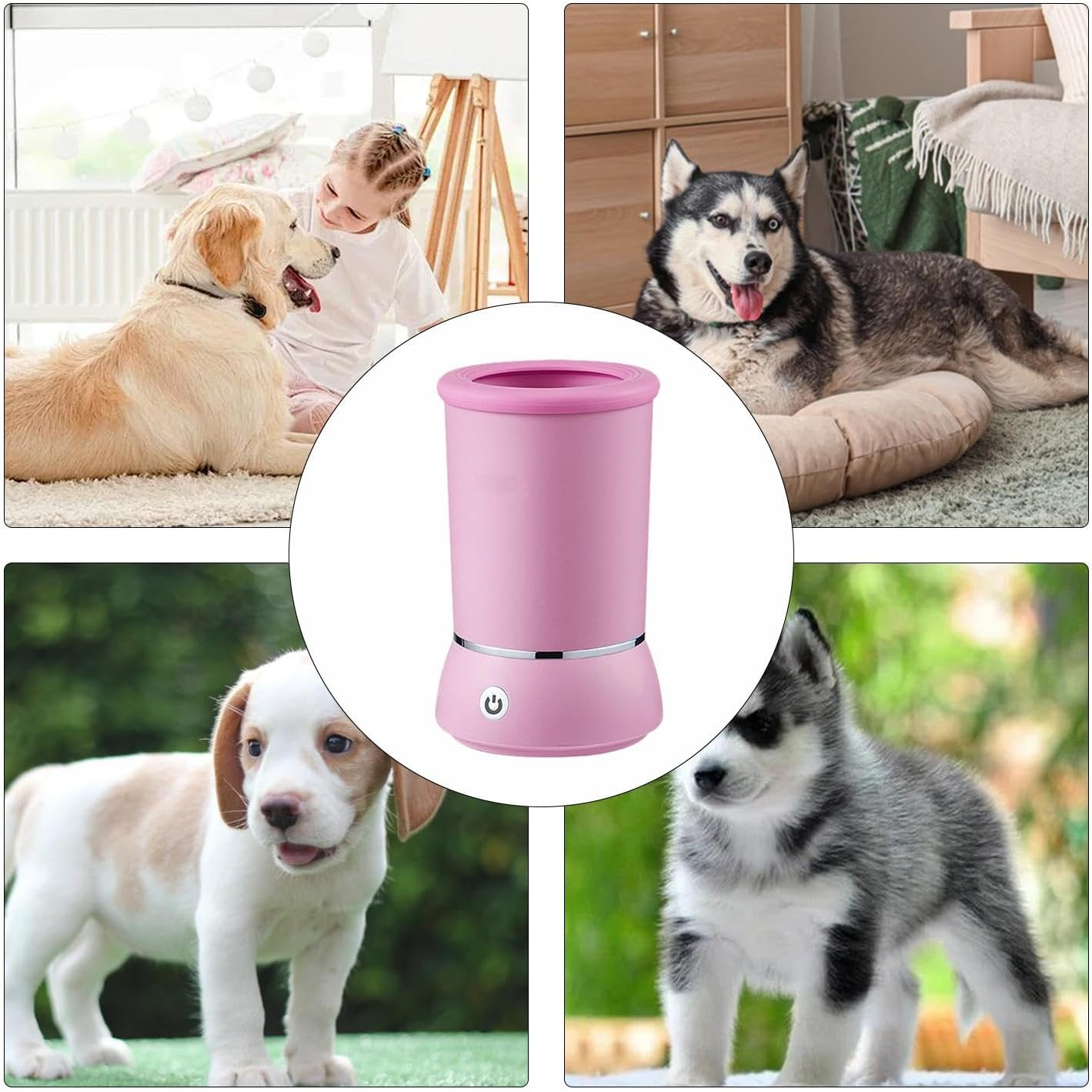 Dog Paw Cleaner, USB Rechargeable Pet Paw Cleaner, Automatic Indoor Dog Cat Foot Cleaner to Dust Dirt Hair for Foxhound, Labradors and Other Dogs