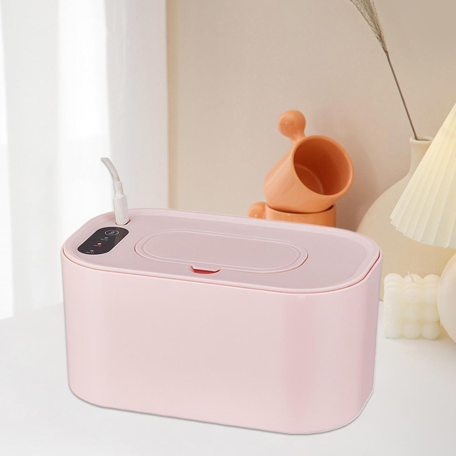 Baby Wipe Warmer, Heated Wipes Dispenser, Wet Wipes Warmer with Temperature Display, USB Charging and Temperature Display, 20Cm, for Travel and Outdoor Wipe Warmer image number 4