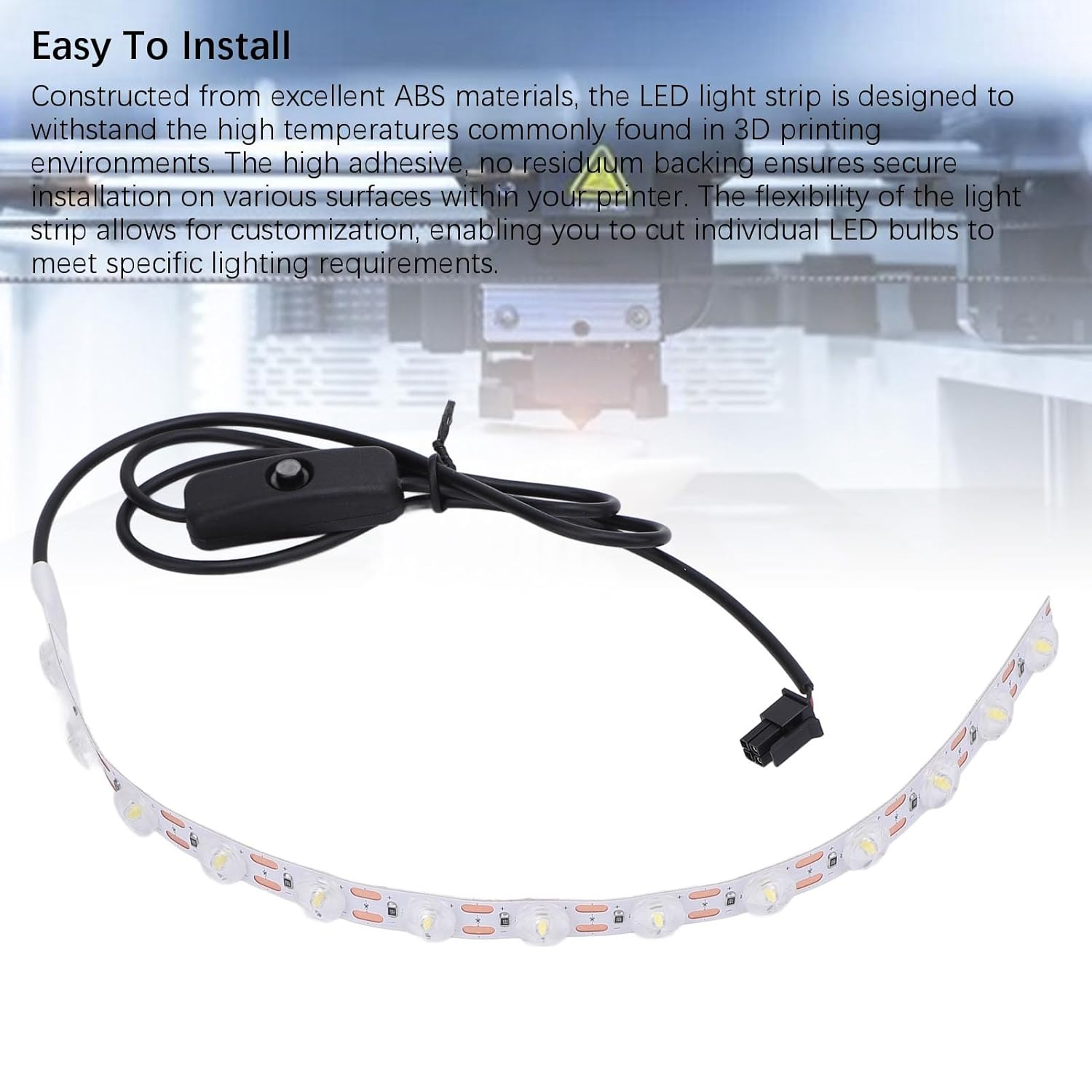 TOPINCN Super Thin Design 3D Printer LED Lighting Strip with High Brightness for Bambu Lab A1 - Easy to Install, Multifunctional