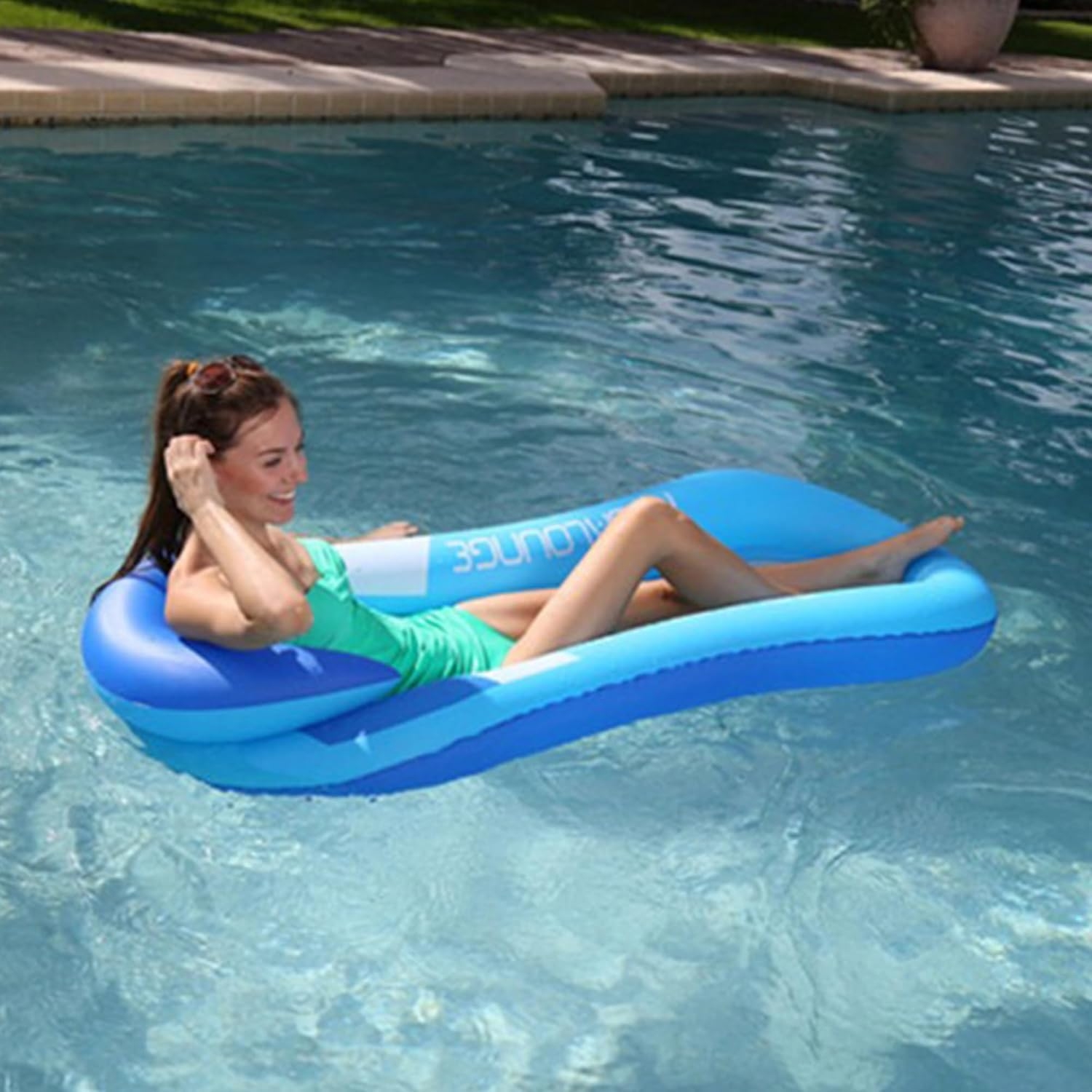 Tanning Pool,Inflatable Floating Row, Collapsible with Backrest,Inflatable Sofa Floating Bed for Adults, Water Lounge Chair Toy, Blue image number 6