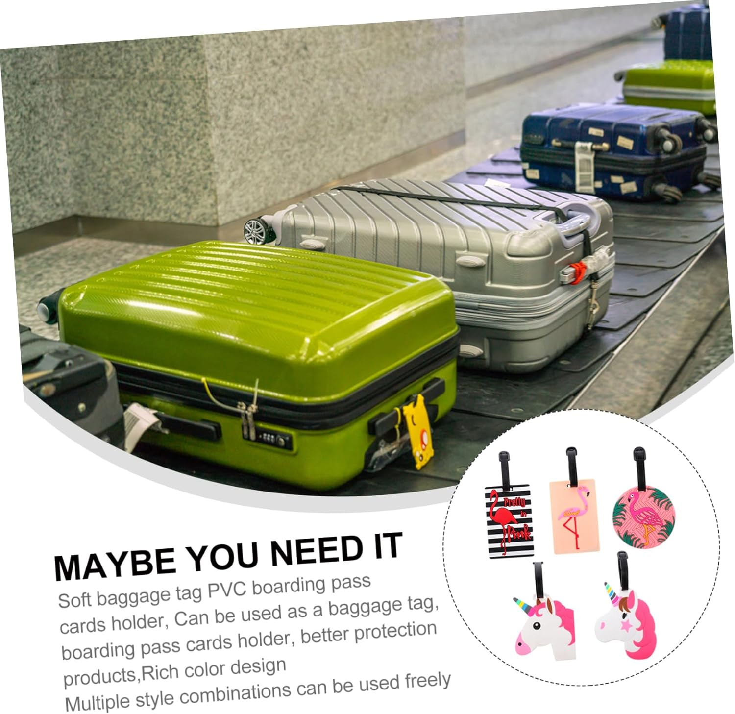 FRCOLOR 5Pcs Adorable Flamingo Luggage Tags for Boys and Girls Travel Suitcase Baggage Tags Id Labels image number 4