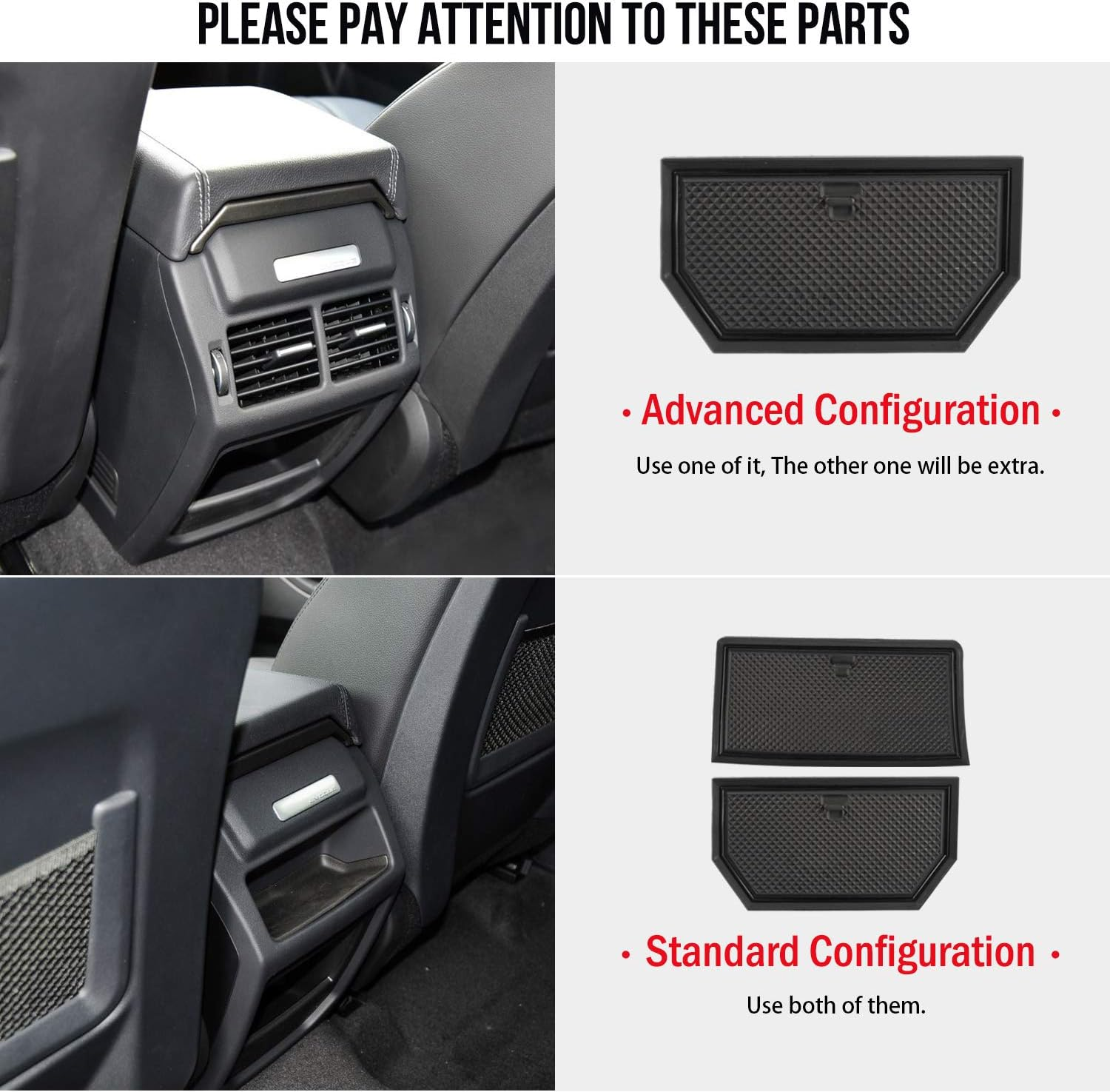 Auovo 8Pcs Anti-Dust Mats for Range Rover Evoque Accessories 2012-2018 Custom Fit Center Console,Car Cup Holder Inserts,Door Liners Interior for Land Rover (Black) image number 2