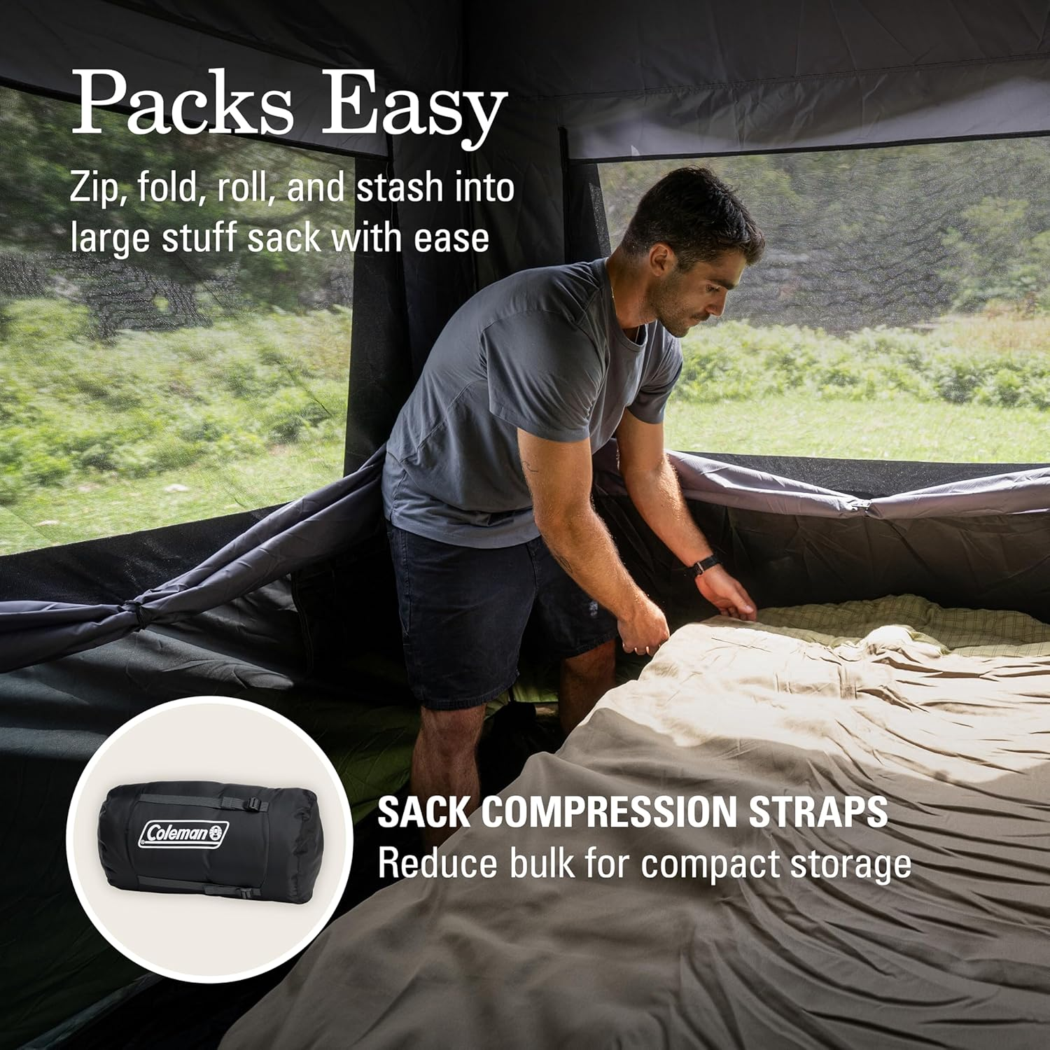 Coleman Big Game -6&deg;C Hooded Sleeping Bag | XL 233X102Cm, Cold Weather, Polyester Fill with Extra Heat Retention, 100% Cotton Lining & Shell, Large Stuff Sack, Full Cover Construction, Easy to Pack image number 3