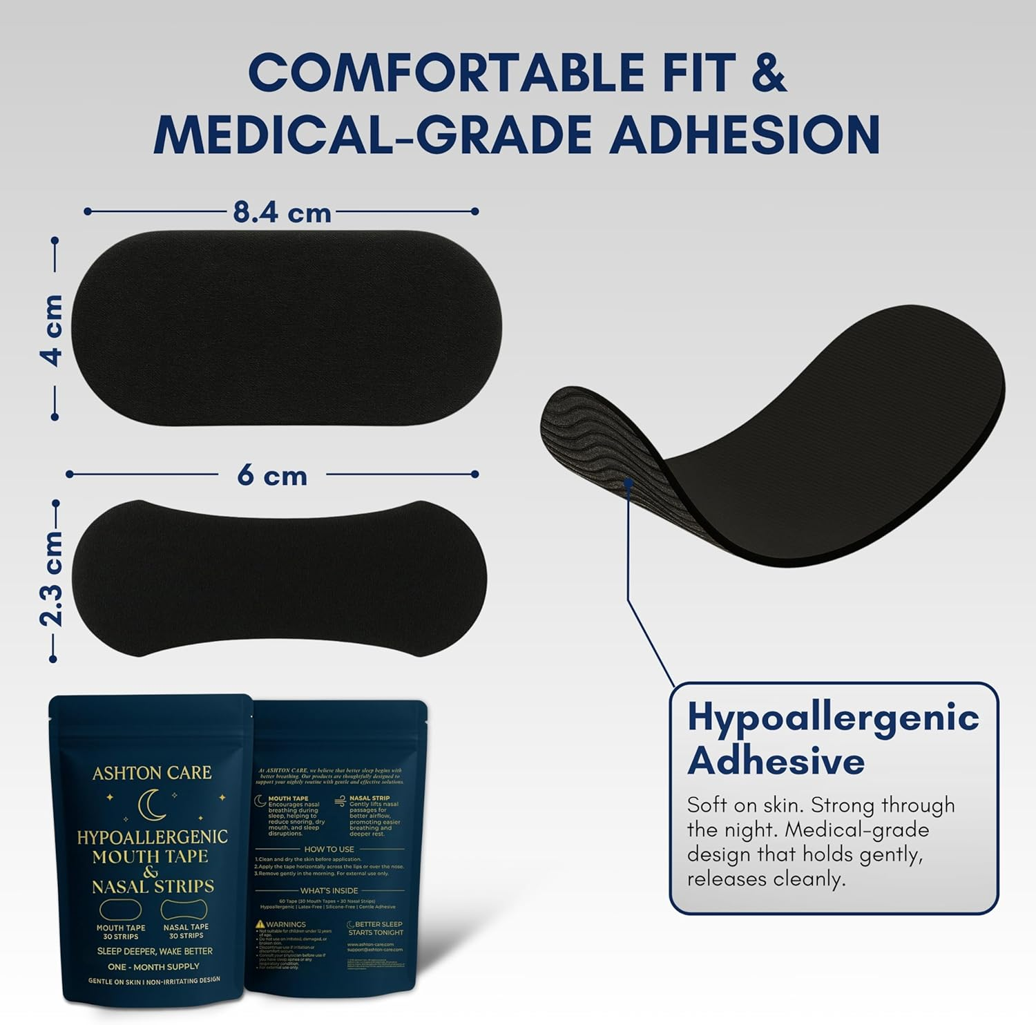 Ashton Care 30 Mouth Tapes + 30 Nasal Strips &ndash; Finally Snore Less and Sleep Better | 60 Pcs Total Sleep Aid Set to Reduce Snoring, Feel Rested and Wake Refreshed | Trusted Sleep Solution image number 4