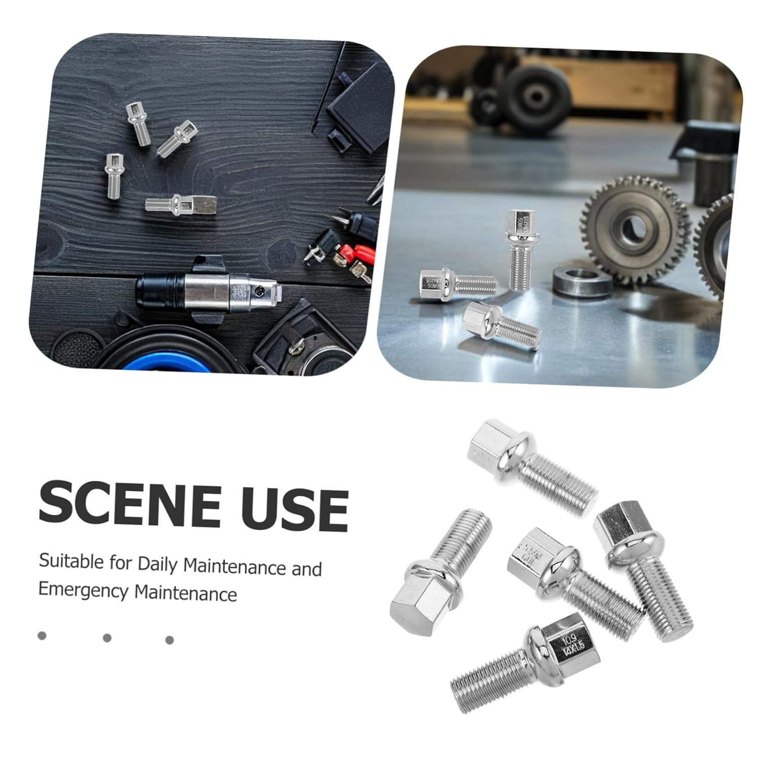 CONGARTENO 5Pcs Chrome Plated Car Wheel Bolts with Conical and Ball Seat Fit for Hub Mounting Enhanced Stability and Corrosion Resistance for Multiple Car Models image number 1