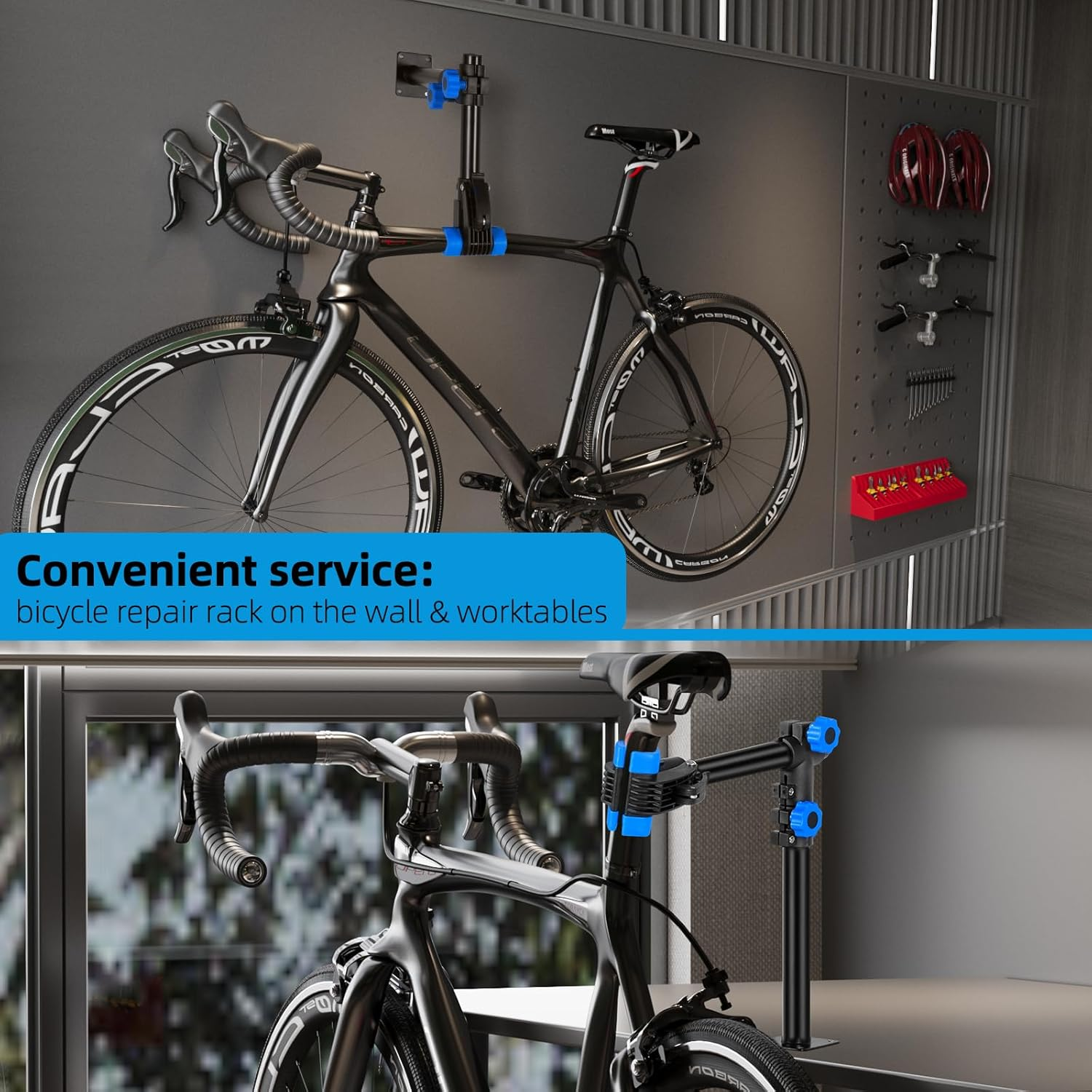 Urban Deco Bike Repair Stand Bench Mount Bike Stand Wall Mounted Bike Work Stand Bicycles Maintenance Rack Bike Clamp for Road Bike,Road Mountain Bike(27 Inch) image number 6