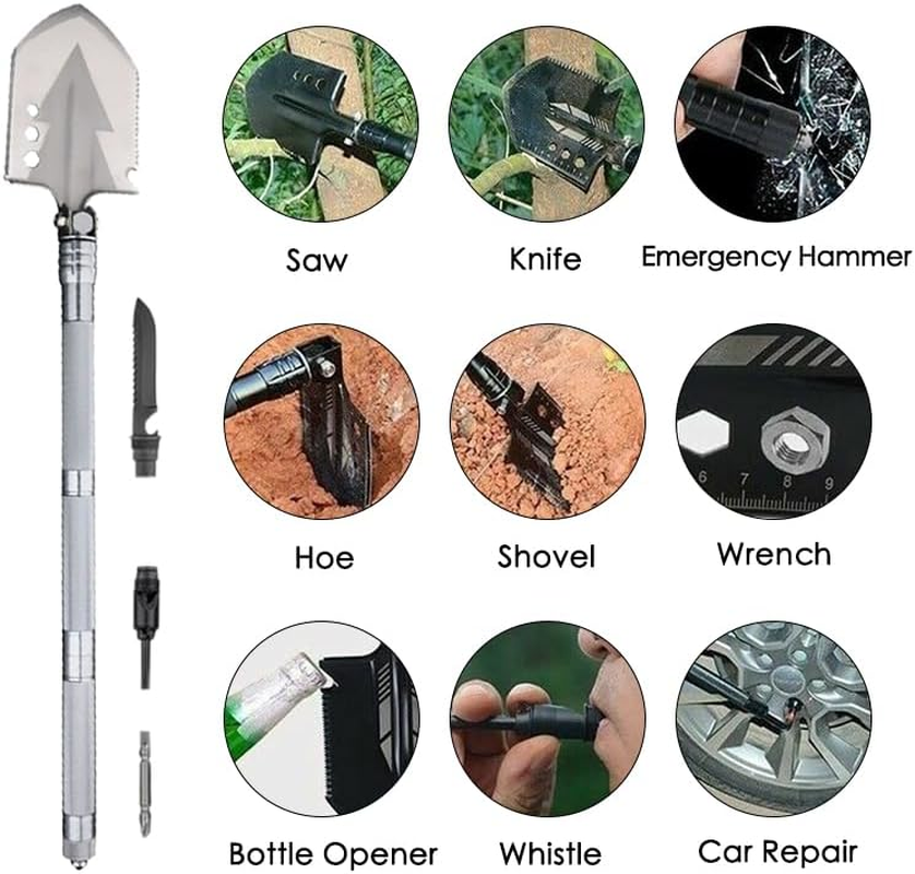 Leona Co Multi Purpose Survival Shovel, Military Foldable Camping Shovel Multitool, Tactical Shovel with Collapsible Spade for Trenching, Hiking, Car Emergency image number 3