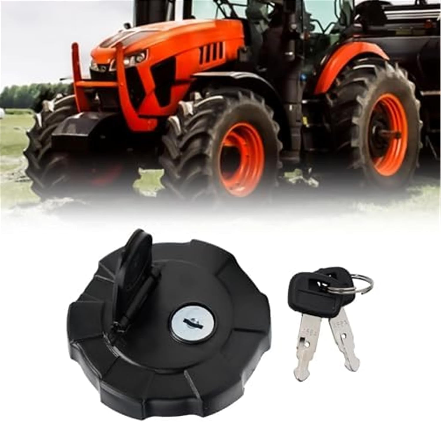 Clynex Fuel Cap Excavator Oil Tank Cover with 2 Keys Replacement, for Kubota, SVL75-2 KX91-3S U35- RD411-51122 Automotive Heavy Equipment Fuel Lid image number 2