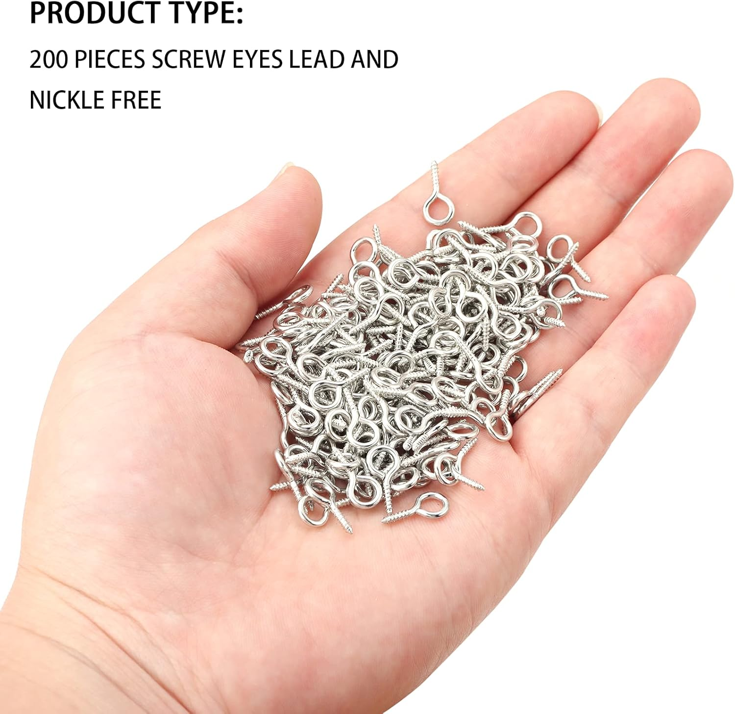 200 Pcs Metal Screw Eye Pins Hooks 7X14Mm Heavy Duty Screw Eye Pins for DIY Jewelry Making Rhodium Plated Eye Bolt Arts & Crafts Project image number 6