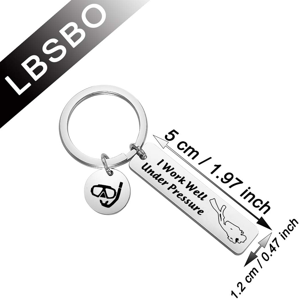 CENWA Scuba Diving Gift Scuba Diver Gift I Work Well under Pressure Keychain Extreme Sports Jewelry Great Gift for Divers image number 6