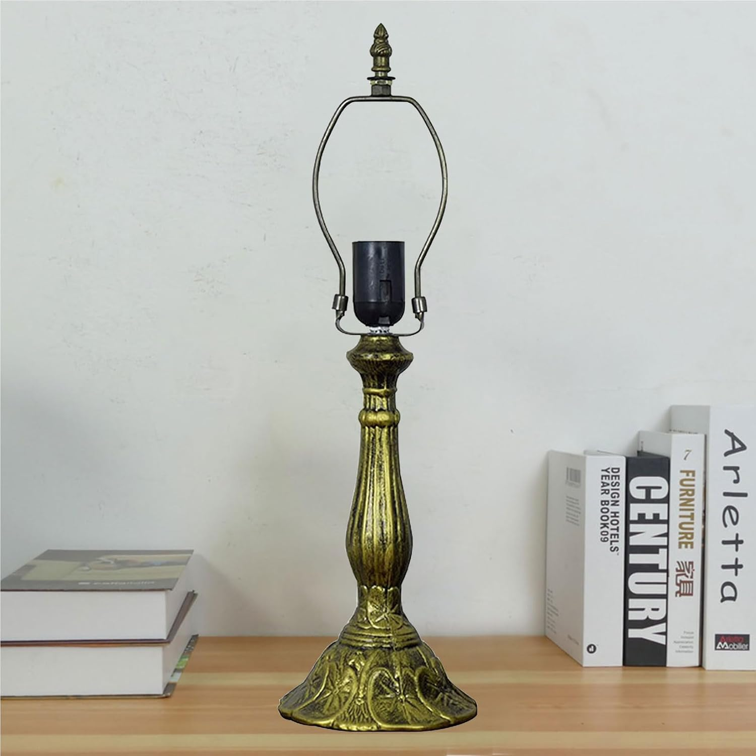 BOTOWI Replacement Tiffany Style Table Lamp Base Only, Vintage Aluminum Alloy Base Replacement for Tiffany Stained Glass Shades 12 Inch image number 2