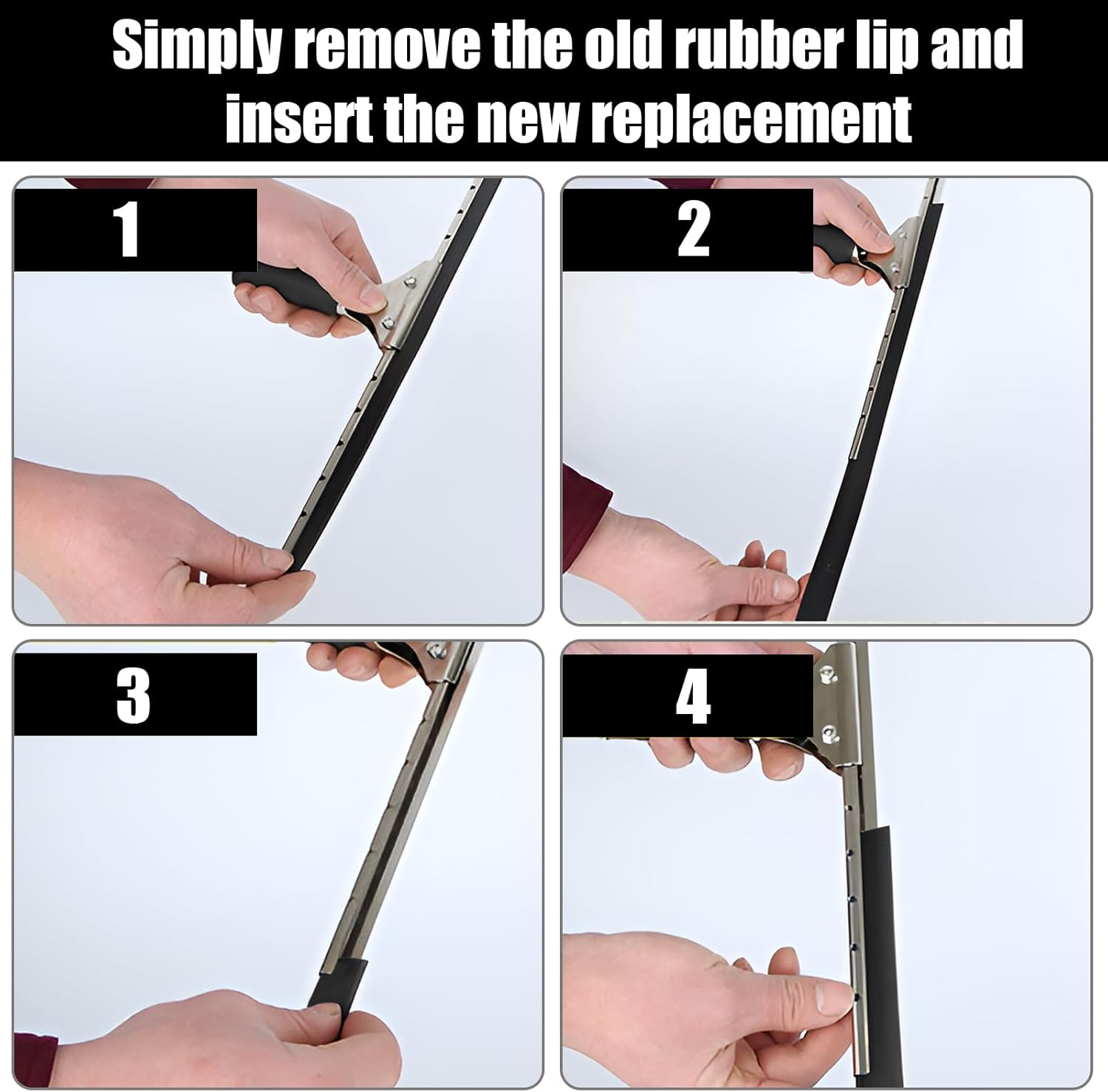 Pack of 2 Replacement Rubber Lip Squeegee, Window Squeegee Silicone Replacement Lip 105 Cm, Replacement Wiper Rubber Window Squeegee Replacement Rubber for Window Squeegee, Shower Squeegee Cleaning image number 2