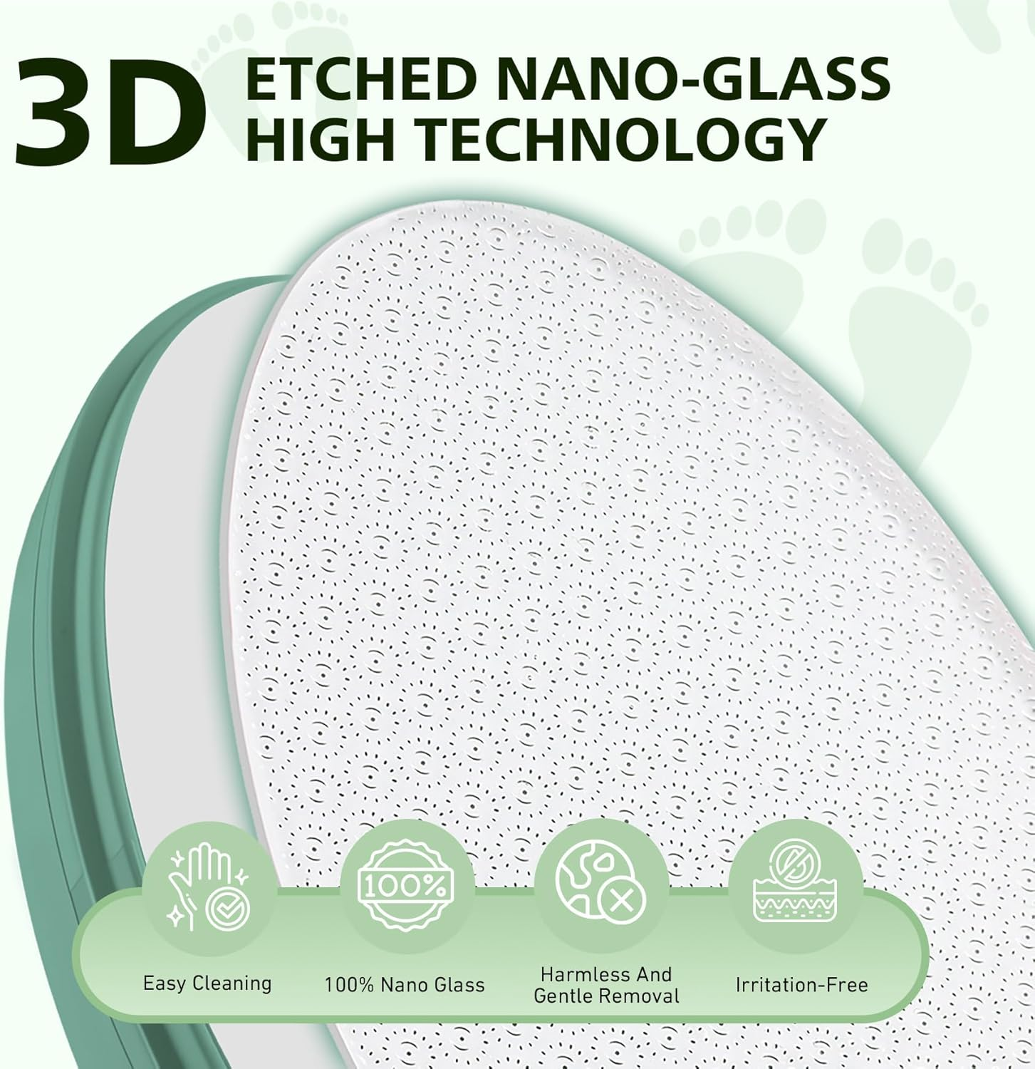 BALUCA Glass Foot File Callus Remover for Feet - Nano Glass Foot Scraper Scrubber Dead Skin Removal for Cracked Heels,Professional Pedicure Tool for Home, Salon, and Travel (Green)