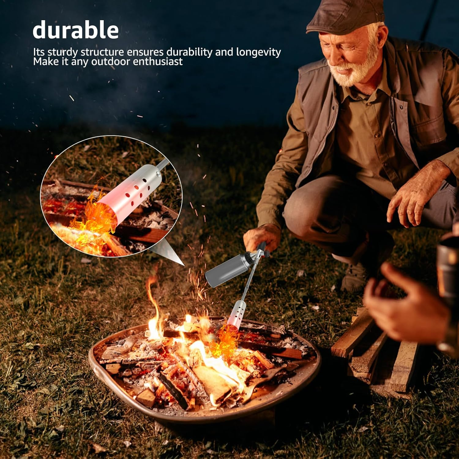 Torch Weed Burner Kit Weed Torch Burner Removable Blow Torch Blow Torch with 2 Poles Multifunctional Flamethrower Safe Weed Burner with Nonslip Rubber Handle for Outdoor Camping image number 3