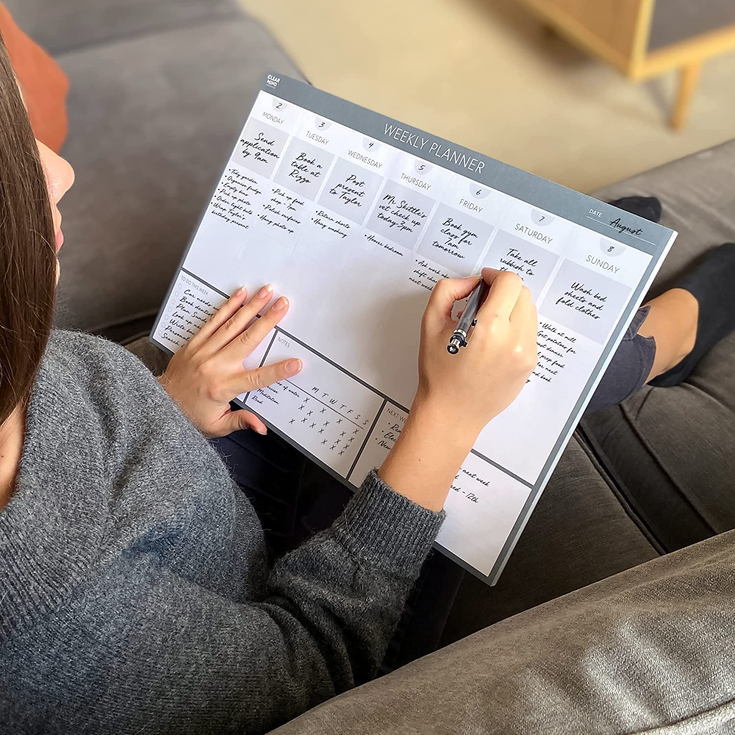 Weekly Planner Desk Pad by Clear Mind Concepts&reg; - 52 Undated A3 Tear-Off Sheets - 120Gsm Quality Paper - Boost Your Productivity & Organisation image number 3