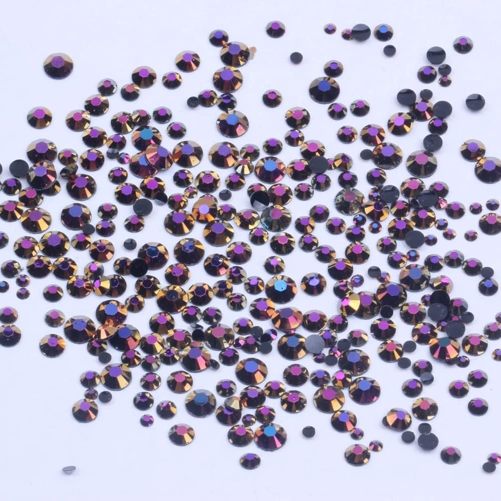 1000Pcs 2-6Mm Gold Rose AB Resin Nail Rhinestones 3D Glitter round Flatback DIY Nail Art Decoration (15 Gold Rose AB)