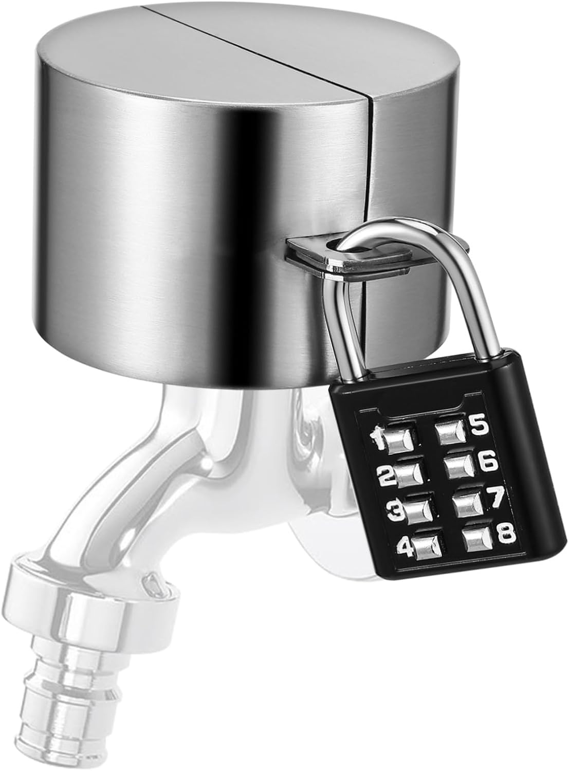 Kisangel 1 Set Lock Cover Outdoor Protector Water Saving Lock Outdoor Spigot Lock Hose Spigot Lock Water Lock Garden Bib Locks Stainless Steel Silver image number 1