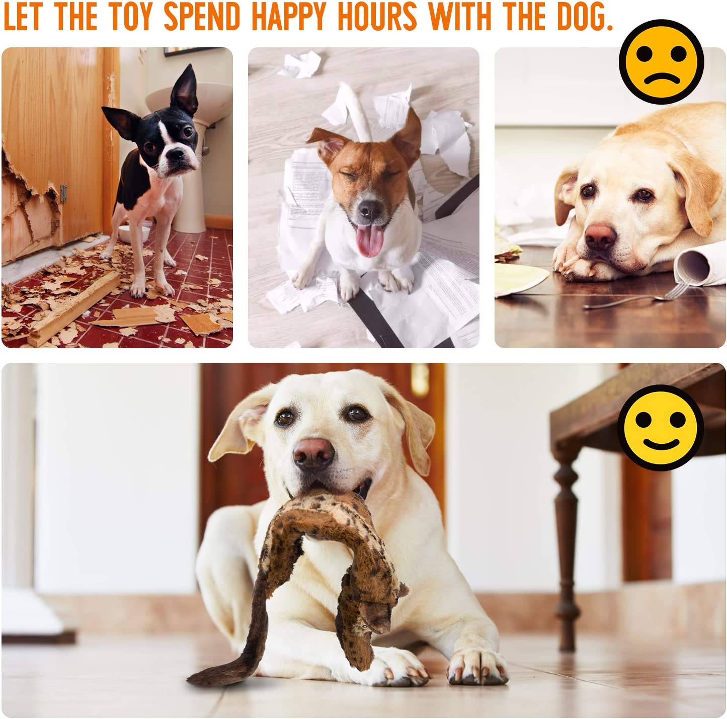 AZSSMUK Dog Squeaky Toys No Stuffing, Pet Toy with Durable Double Layer Fabric with Two Squeakers for Small Large Breeds Chew Toys Set (4PCS) image number 3