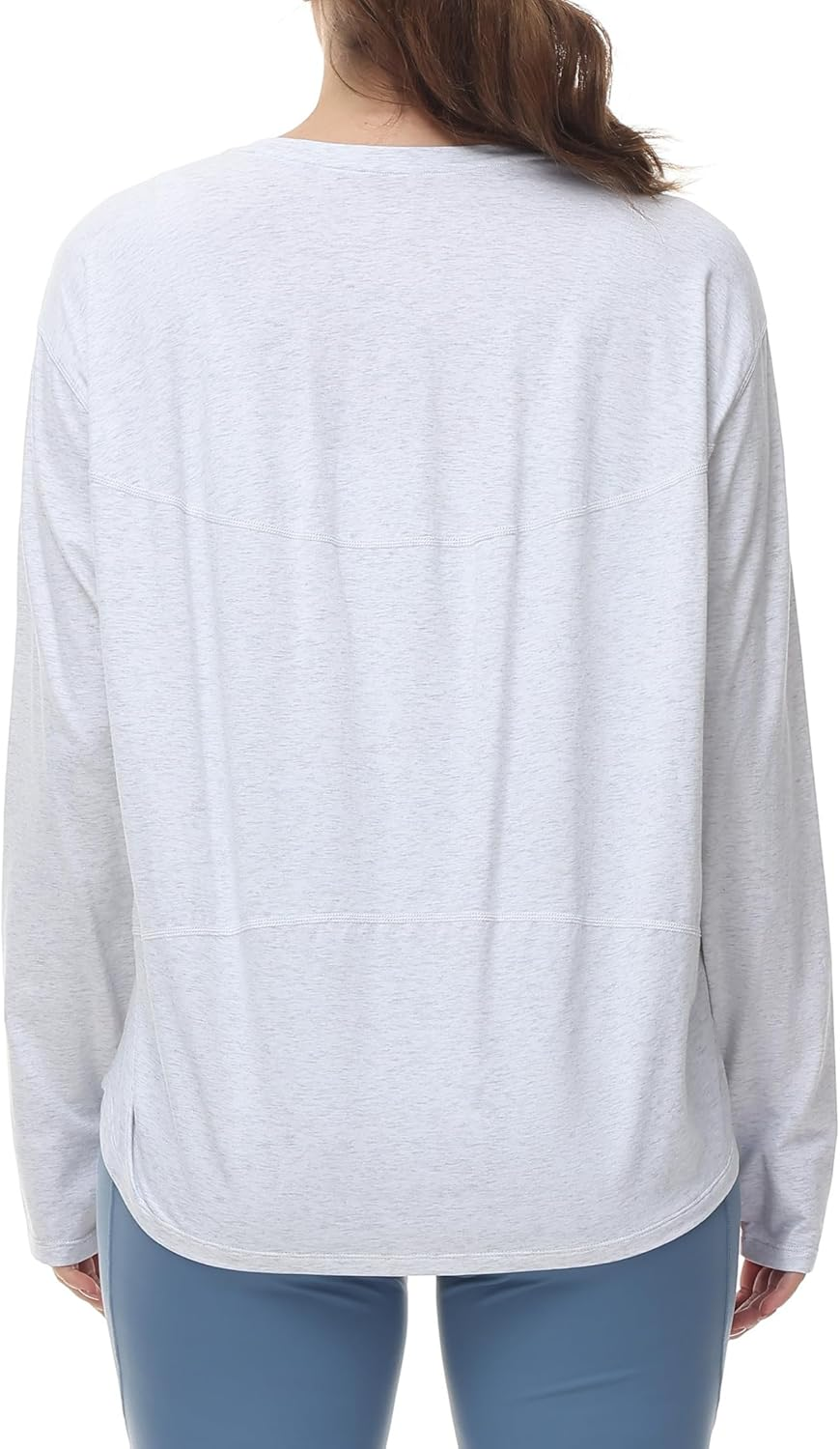 THE GYM PEOPLE Women'S Long Sleeve Workout Shirts Back Loose Fit Running Tee Tops with Thumb Hole image number 4