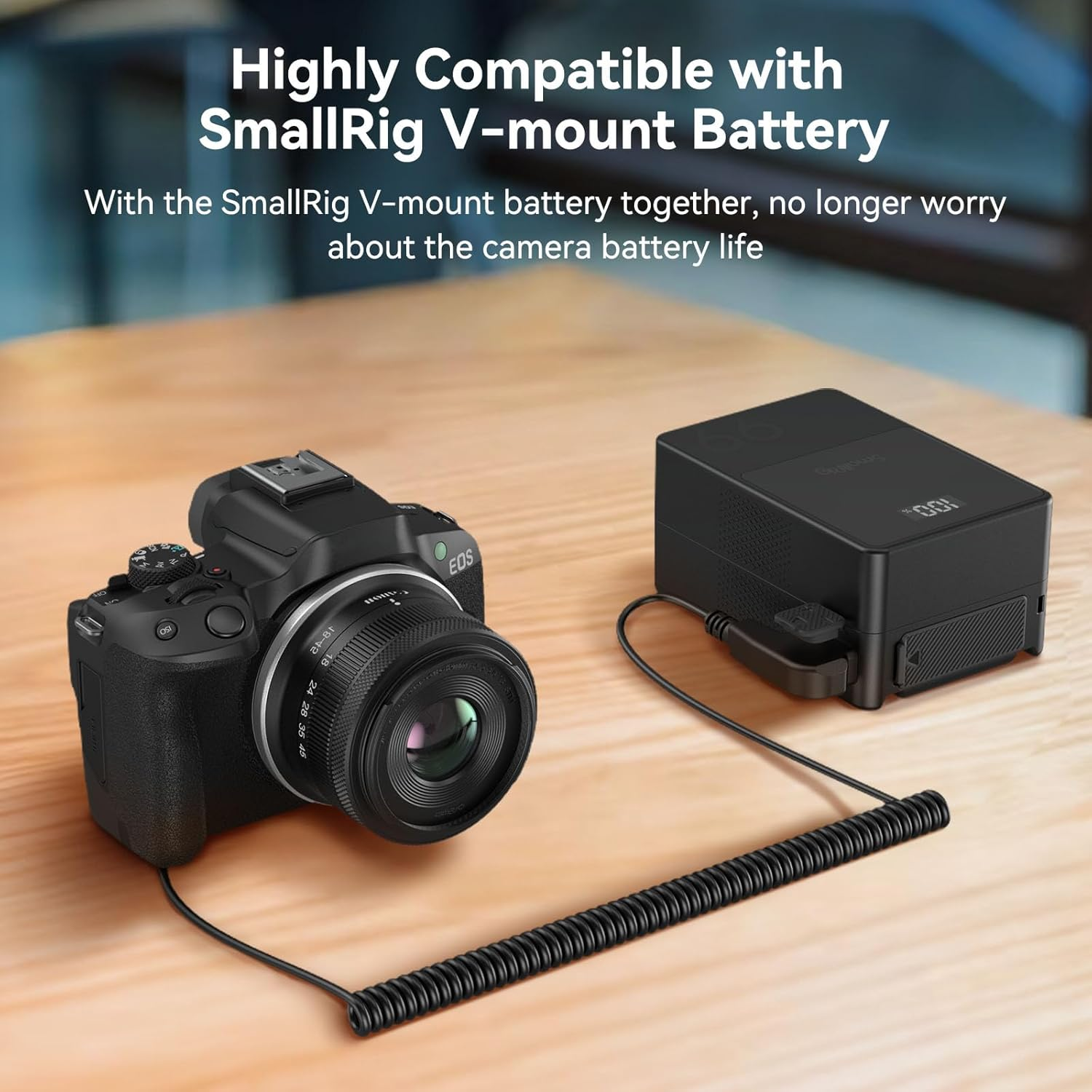 SMALLRIG D-TAP to LP-E6NH Dummy Battery, LP-E6NH Spiral Power Cable for Canon R5, R6, R7, R, R5C, 5D II/III/IV, 6D, 6D II, 7D, 7D II, 60D, 70D, 80D, 90D, XC10, XC15, 5DS, 5DSR Cameras - 4252 image number 1