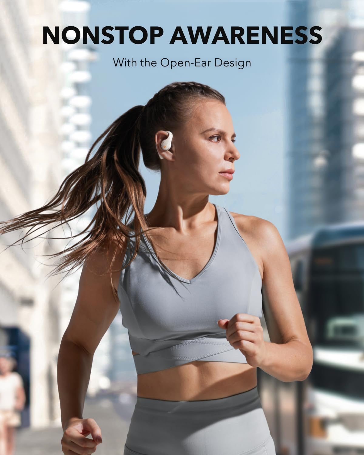 Soundcore by Anker Aerofit Pro Open-Ear Headphones, Ultra Comfort, Secure Fit, Ergonomic Design, Rich Sound with LDAC, Bluetooth 5.3, IPX5 Water-Resistant, 46H Playtime, App Control (Frost White) image number 2