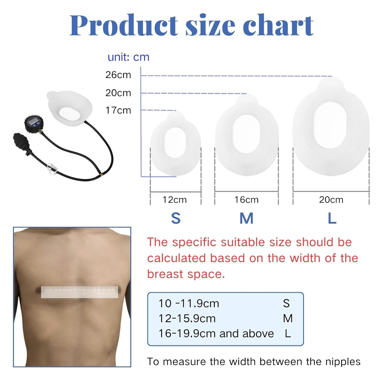 Pectus Excavatum Orthosis Brace, Pectus Excavatum Vacuum Bell with Pressure Gauge, Sternal Depression Support for Sunken Chest, Physical Chest Correction for All Ages (L) image number 6