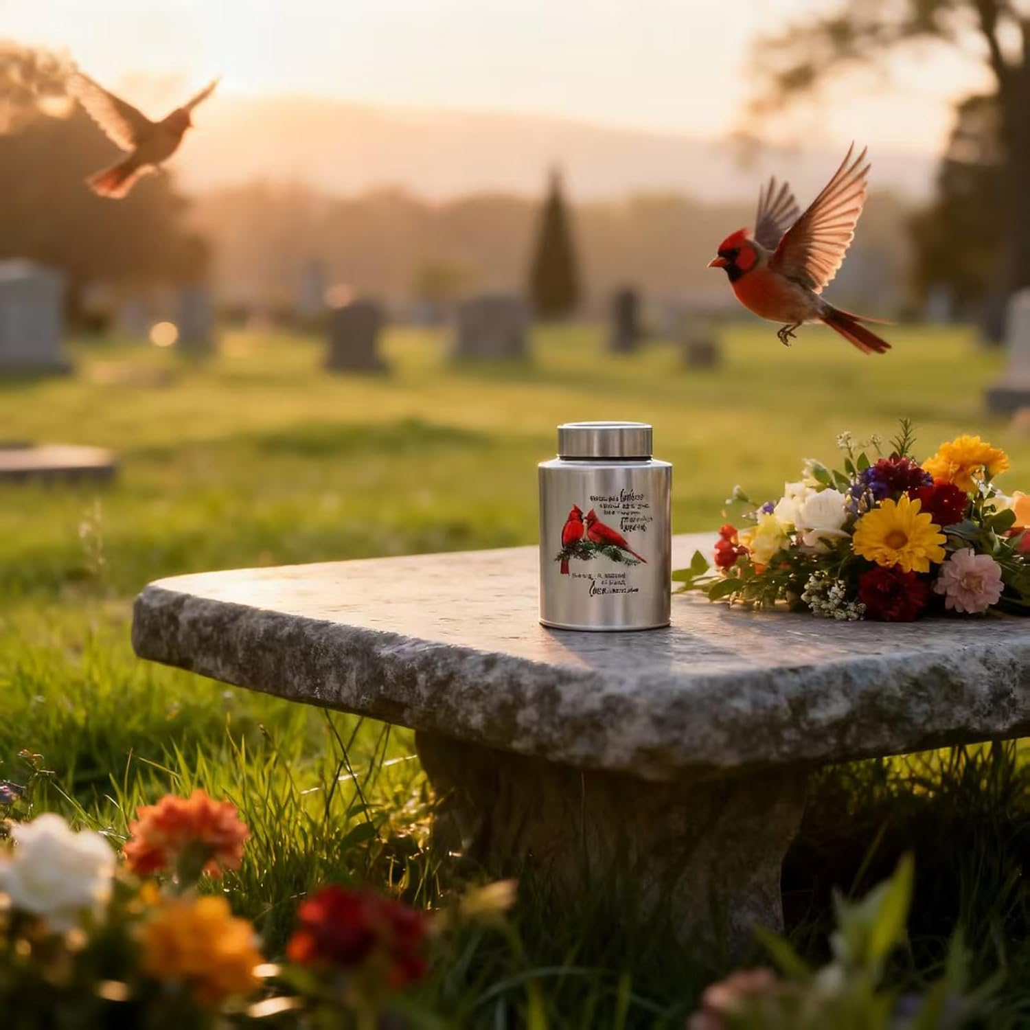 60 Lbs Small Cremation Urn for Adult Human Ashes, Decorative Memorial Mini Keepsake Urn for Male Female Men Women Child Couple Remains(Cardinal) image number 3