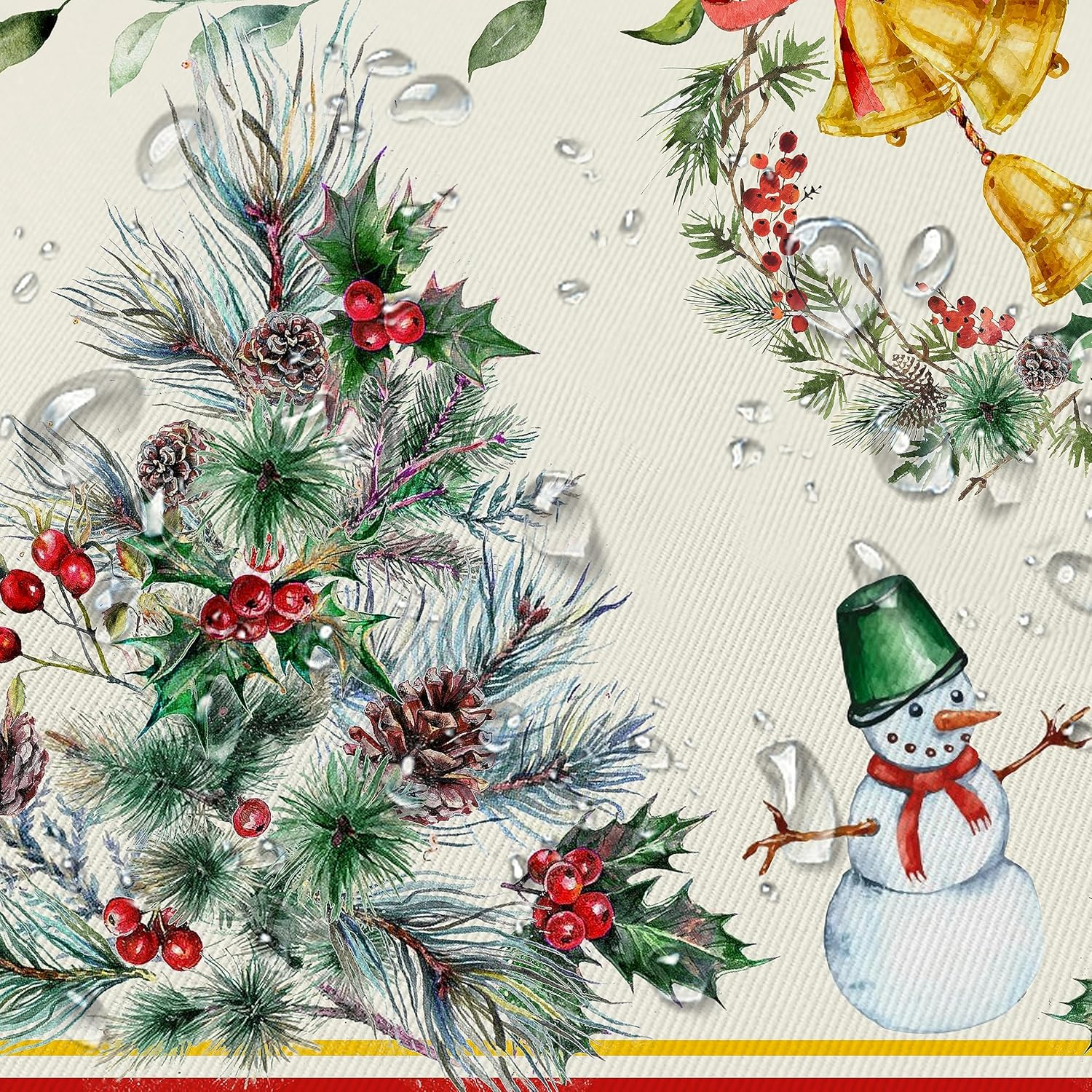 Yighty round Christmas Tablecloth 60 X 60In,Christmas Tree Elk Holiday Decoration Table Cloth,Polyester Waterproof and Wrinkle-Resistant Durable Christmas Tablecloth for Kitchen,Winter and Home Decor image number 4