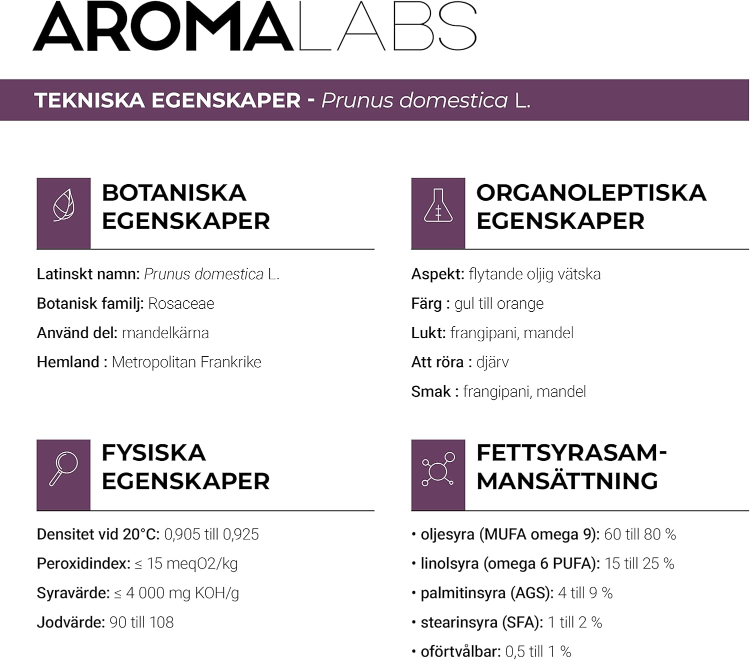 Aroma Labs 100% Organic Cold Pressed Plum Kernel Oil - 50Ml - Pure, Natural, from Organic Farming -