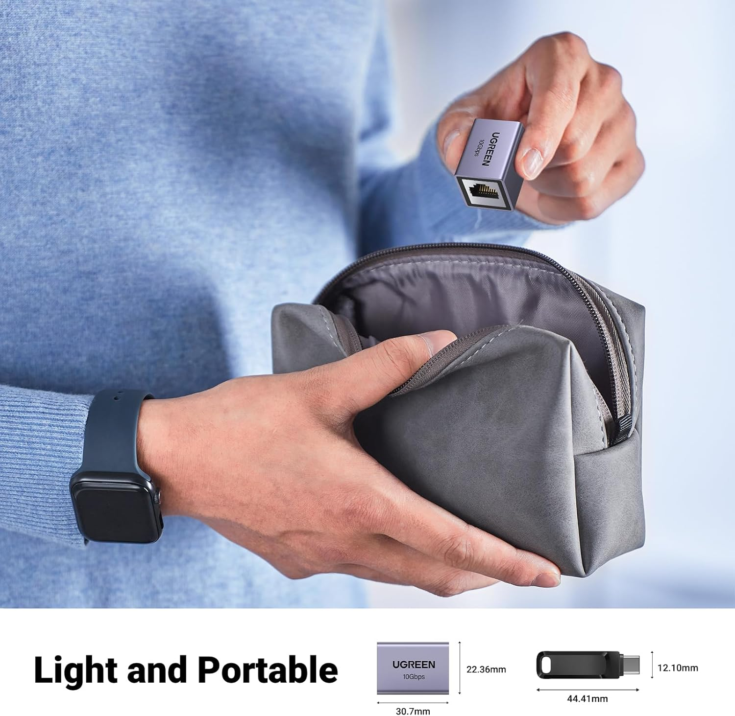 UGREEN Ethernet Extender 10Gbps High Speed RJ45 Coupler Aluminum LAN Connector Shielded POE Internet Network Cable Joiner Female to Female Space Grey (1 Pack)