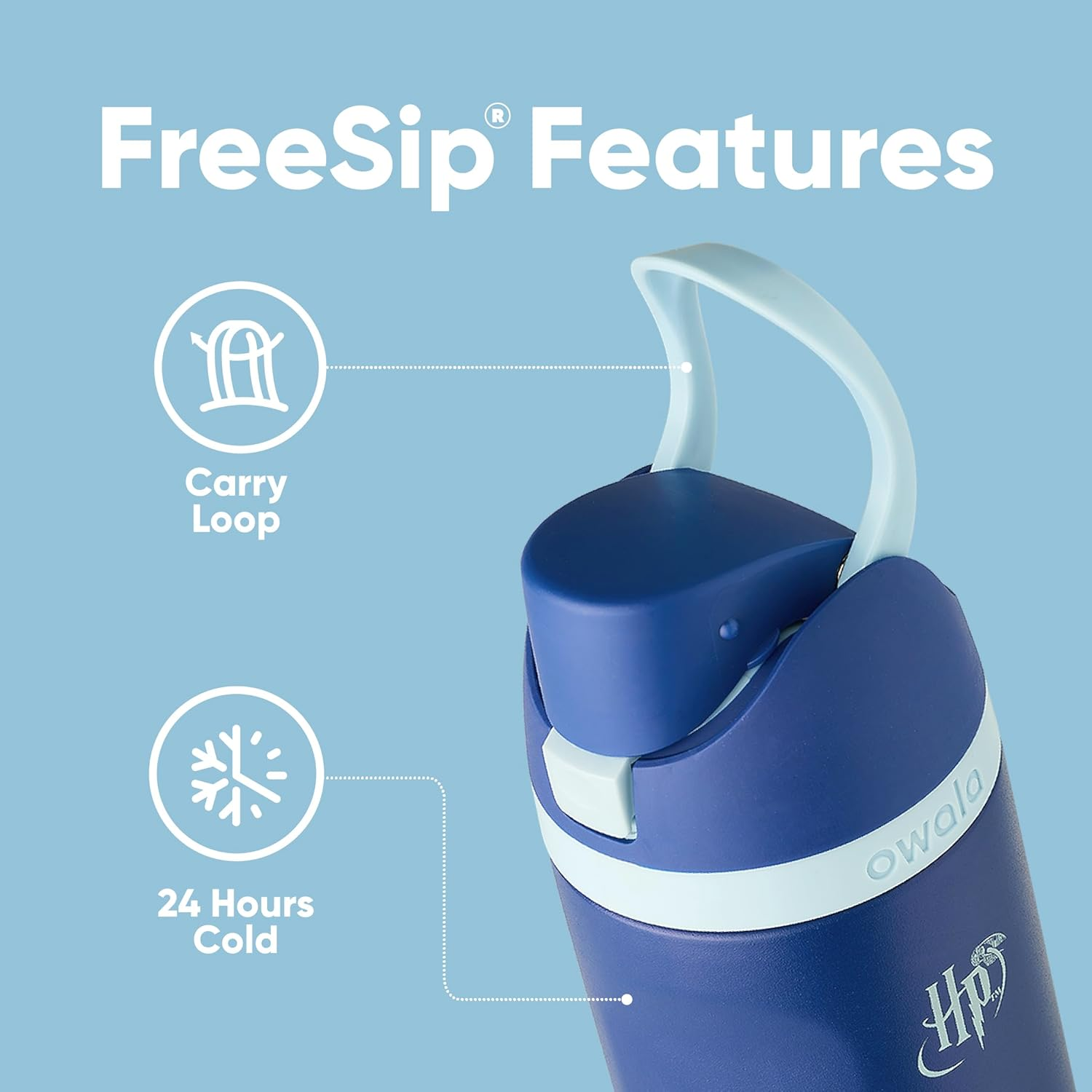 Owala Harry Potter Freesip Insulated Stainless Steel Water Bottle with Straw, Bpa-Free Sports Water Bottle, Great for Travel, 24 Oz, Ravenclaw image number 3