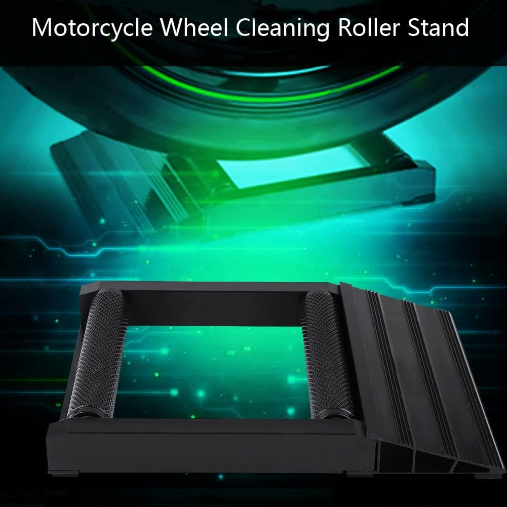 Motorcycle Cleaning Stand, Motorcycle Stand Rim Cleaner Roller Stand Wheel Turning Aid Rear Tyre Cleaning Aid Chain Care for Tyre Cleaning Chain Lubrication image number 1