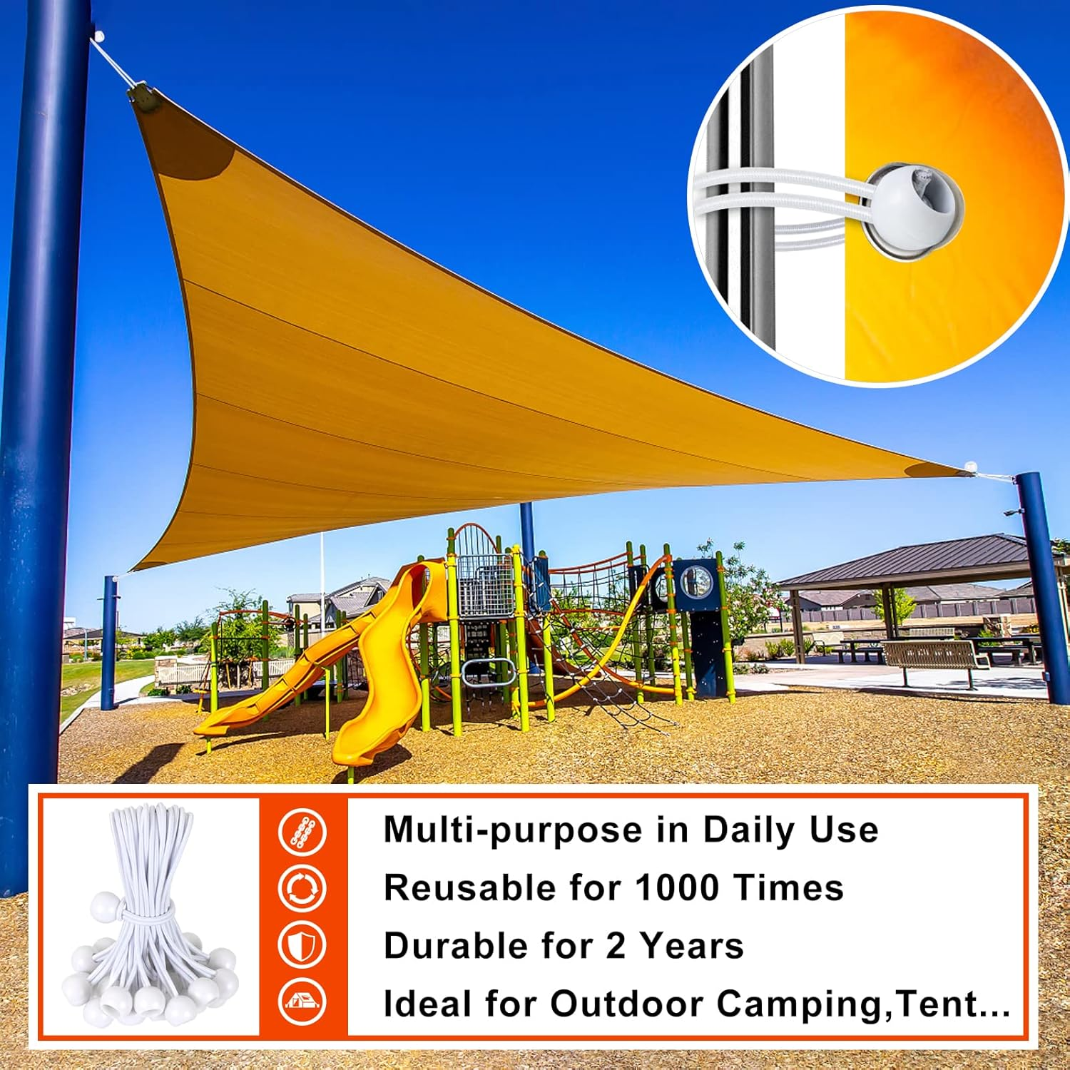 Tarp Cords with Ball 12 Inch, White Tent Bungee Cords Heavy Duty Tie down for Outdoor Canopy, Tents, Cargo, Shelter, Gazebo with Uv-Resistant (60 PCS) image number 1