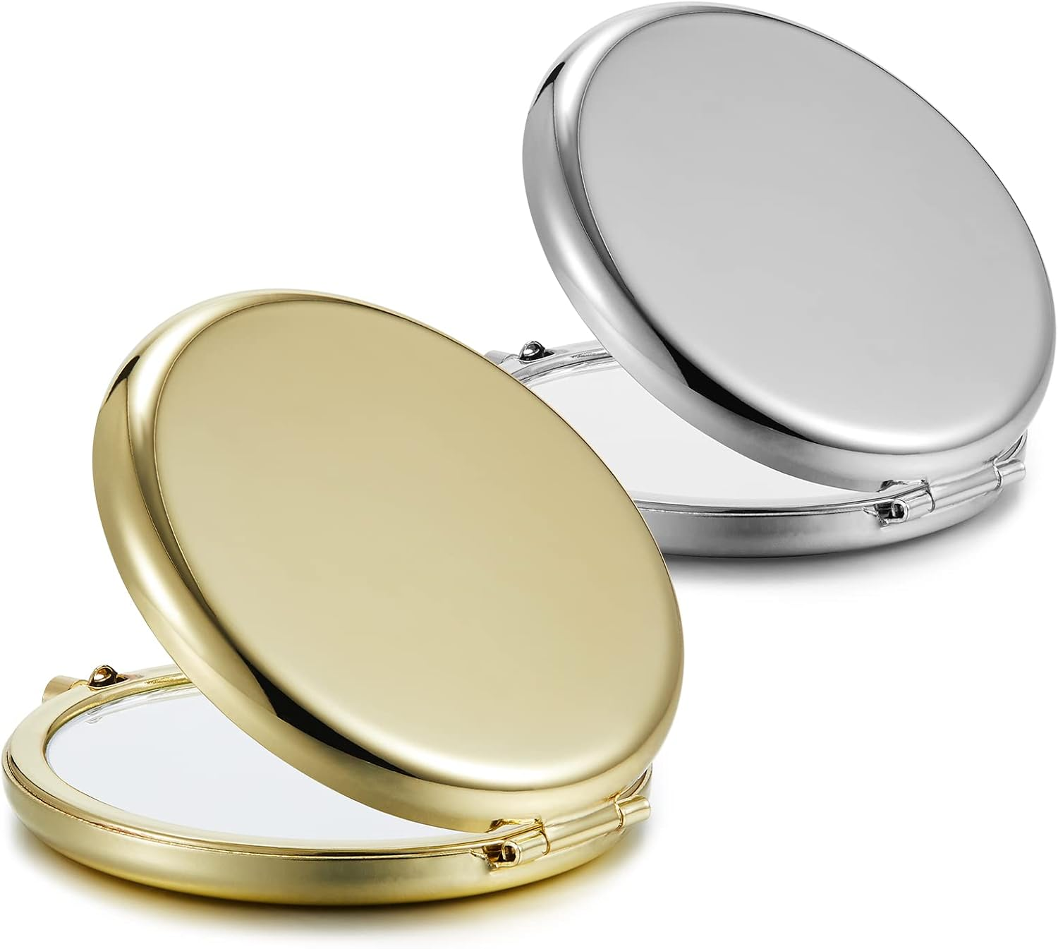 Compact Mirror Bulk, Pack of 12 Double-Sided 1X/2X Magnifying Metal Makeup Mirrors(Round, Rose Gold)