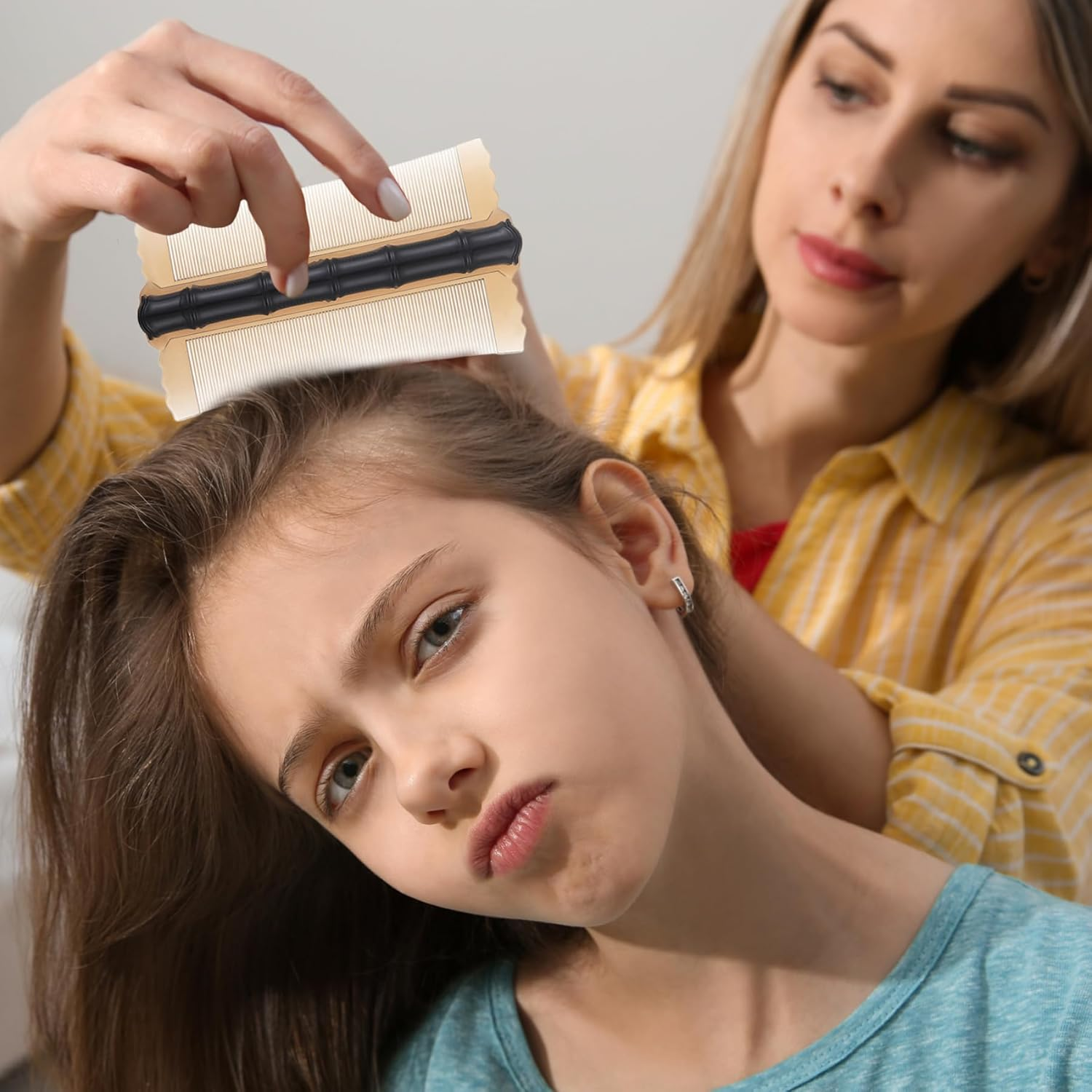 Dandruff Comb 3PCS PP Bamboo Styling Double-Sided Fine Teeth Lice Comb Thick Hair Flea Comb Comfortable Lice Brush for Kids Adults 4.9X2.8 Inch Lice Comb Head Lice Comb Flea Comb Lice Combs for Thick image number 3