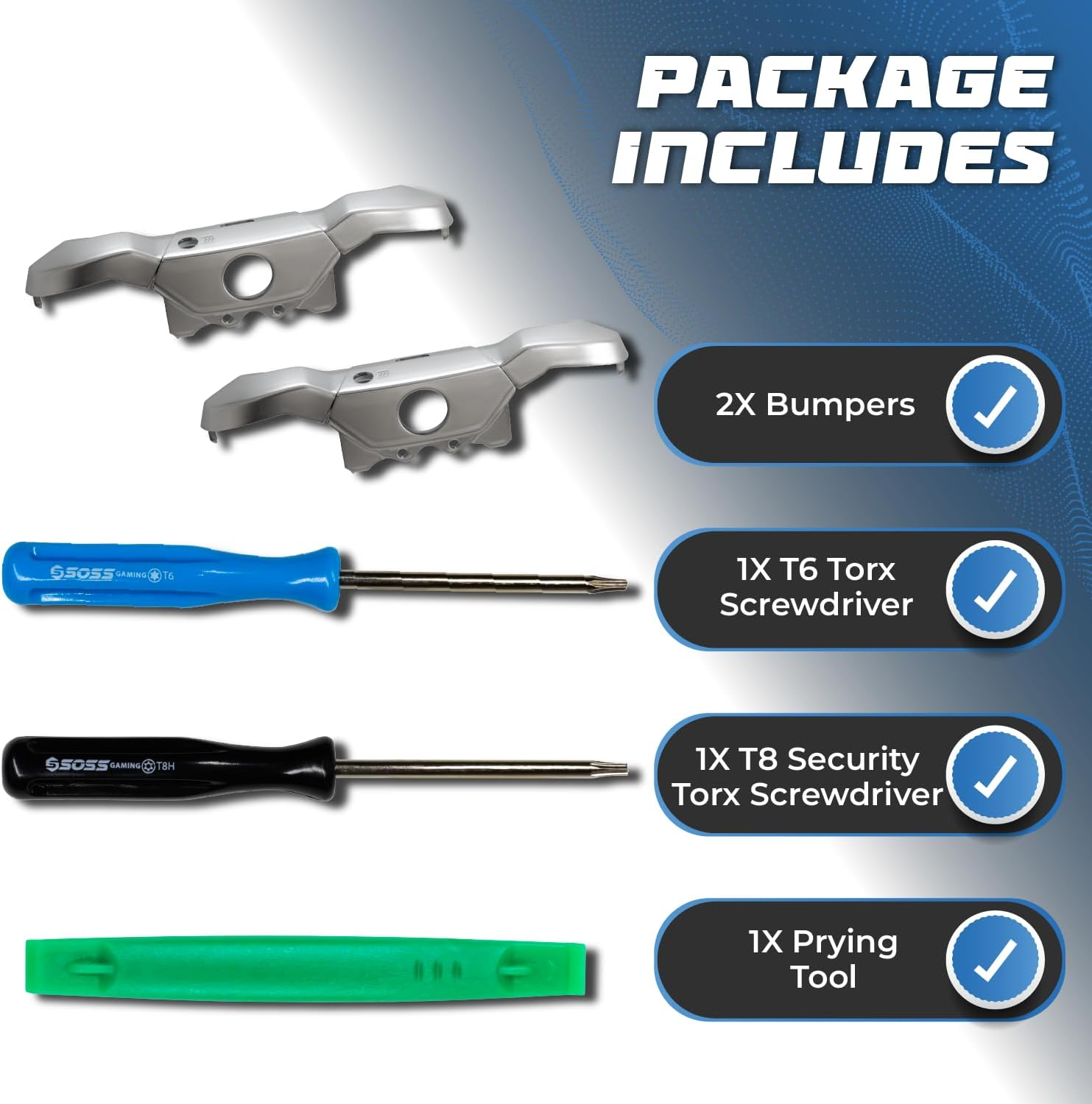 SOSS Gaming 2020 Upgraded Bumpers Replacement Kit - Ultra Durable Version - Comes with T6 T8 Screwdriver Repair and Fix - Compatible with Xbox One Elite Controller - LB RB Button Triggers Parts image number 2