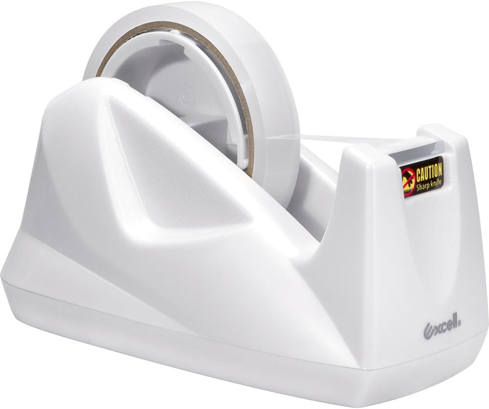 Excell Premium Dualcore Desktop Tape Dispenser (1" + 3" Core) with Sand Weighted Base, White Desk Tape Dispensers Use for Home, Office, Gift Store and Wrapping Purpose image number 1