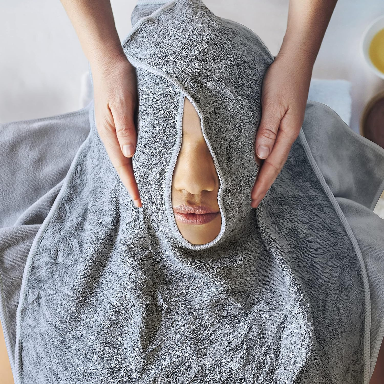 Facial Towels Professional Split Design Microfiber for Spa Steam Esthetician Supplies Salon and Barber Tools (Grey) image number 5