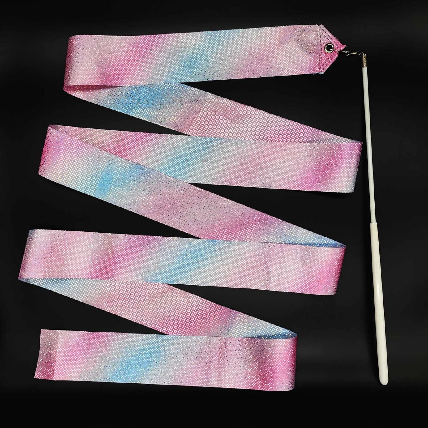 Medsuo 2 PCS 78.7Inch Gymnastic Ribbon Sparkling Dance Ribbon Twirling Baton Long Ribbon Streamers Rhythmic Gymnastics for Kids Artistic Dancing Training Party Favors with Ribbon Dancer Wand image number 2