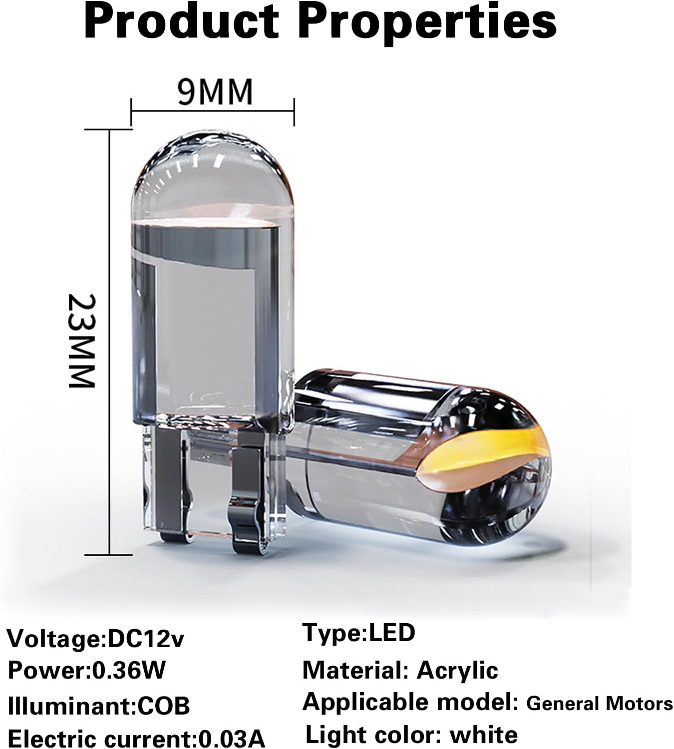 12-Pack 6000K White LED Bulbs - T10 W5W 168 2825 Wedge COB, Error-Free for Car Interior Dome, Map, Door, Courtesy, and License Plate Lighting image number 4