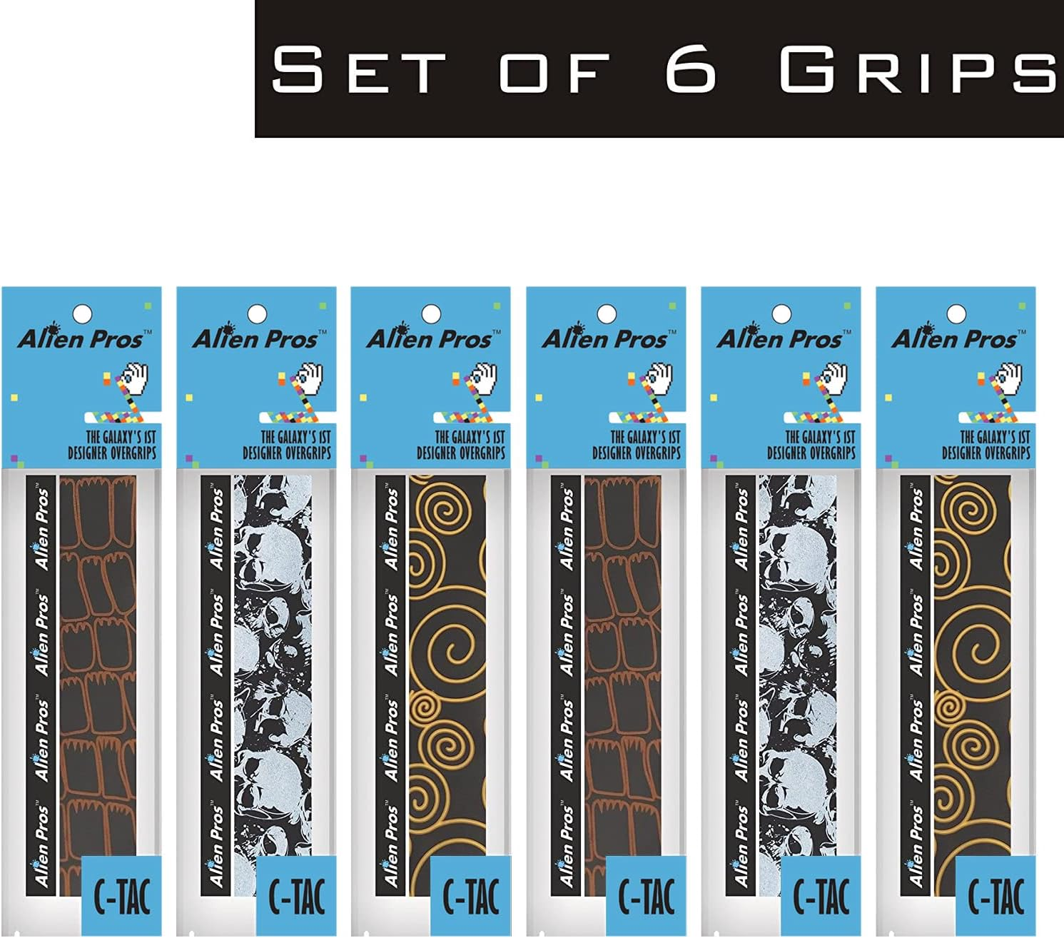 Alien Pros Tennis Racket Grip Tape (6 or 3 Grips) &ndash; Tac Moisture Feel Tennis Grip &ndash; Tennis Overgrip Grip Tape Tennis Racket &ndash; Wrap Your Racquet for High Performance (6 or 3 Grips) image number 5