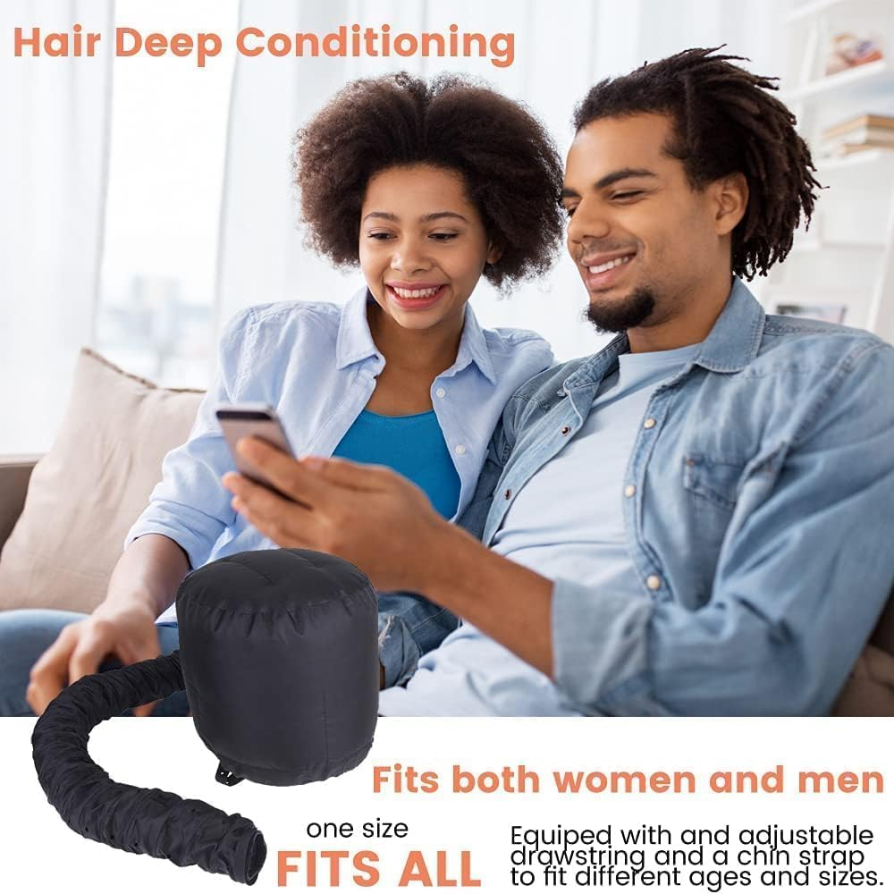 Adjustable Net Plopping Cap with Drawstring and Diffuser for Efficient Curly Hair Drying (Black) image number 5