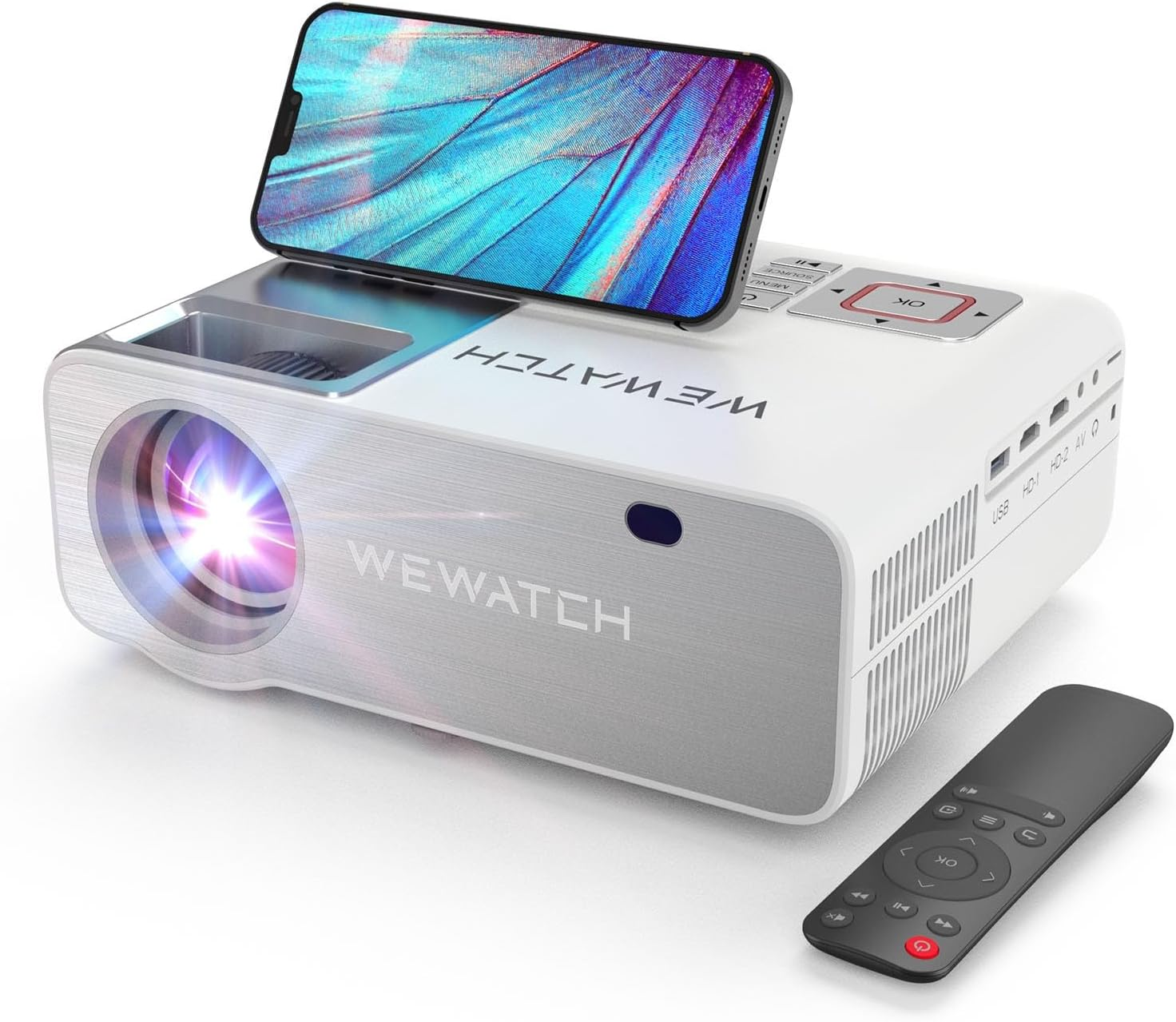 5G Wifi Projector 1080P Full HD WEWATCH 230" Projection Size LED Portable Outdoor Projector with Speaker, Video Projector for Outdoor Movies, Compatible with HDMI, USB, TV Stick,Tf,Av,Ps5,Smartphone image number 5