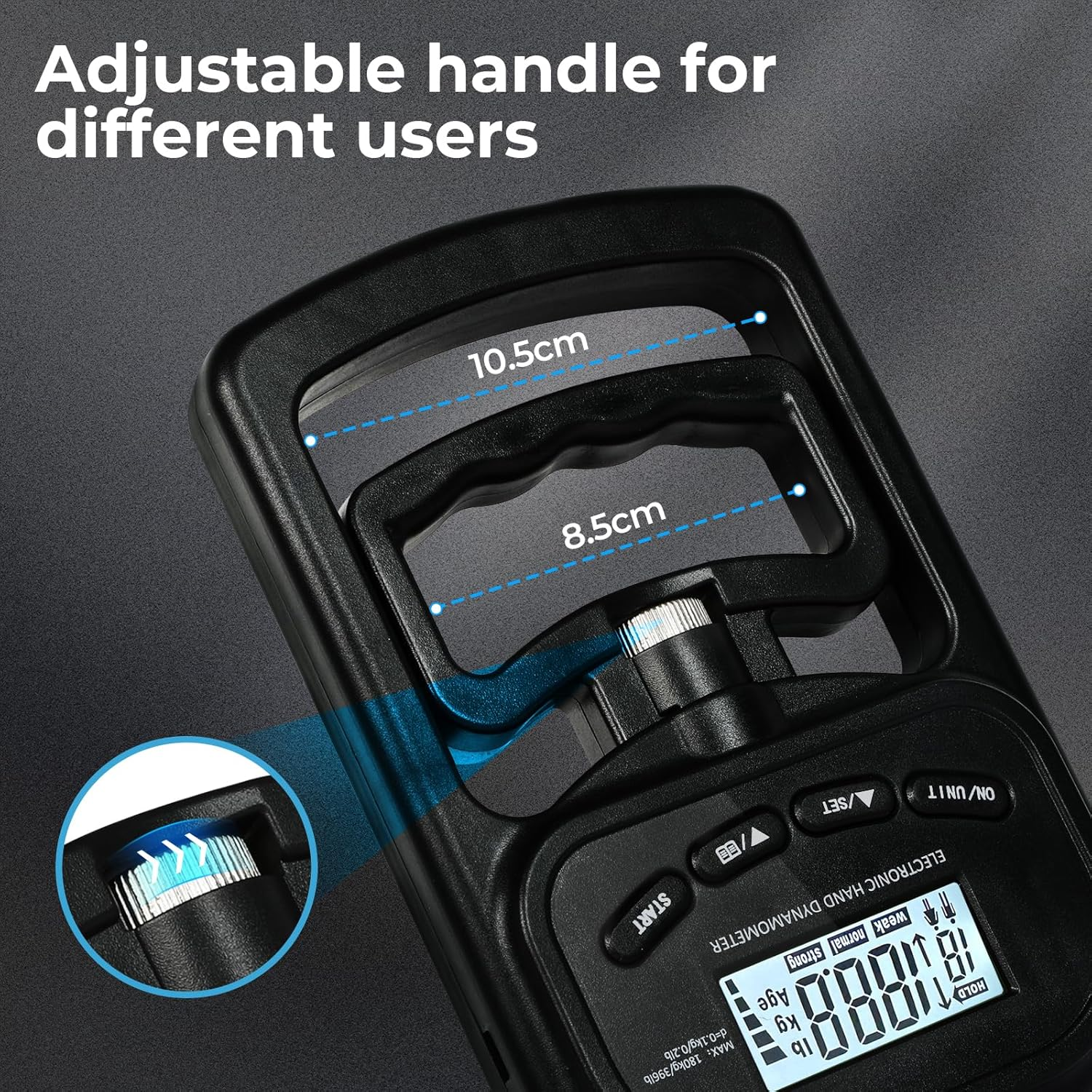 Centra Hand Dynamometer Grip Strength Trainer, Digital Hand Grip Strength Tester, Grip Strength Measurement Exercise,Auto Capturing Electronic Hand Grip Power 180Kgs for Sport Home School Use image number 2