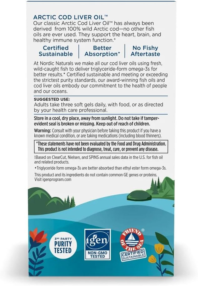 Nordic Naturals Lemon Flavour Arctic Cod Liver Oil 90 Soft Gels