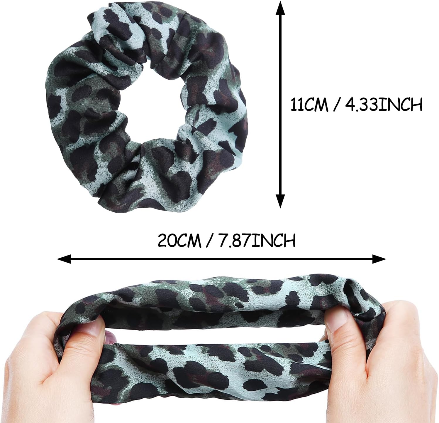 SYEYCW 15 Pieces Hair Ties for Women Soft Thick Elastic Satin Leopard Print Solid Color Ponytail Holder Hair Ties Hair Accessories for Girls and Women image number 2