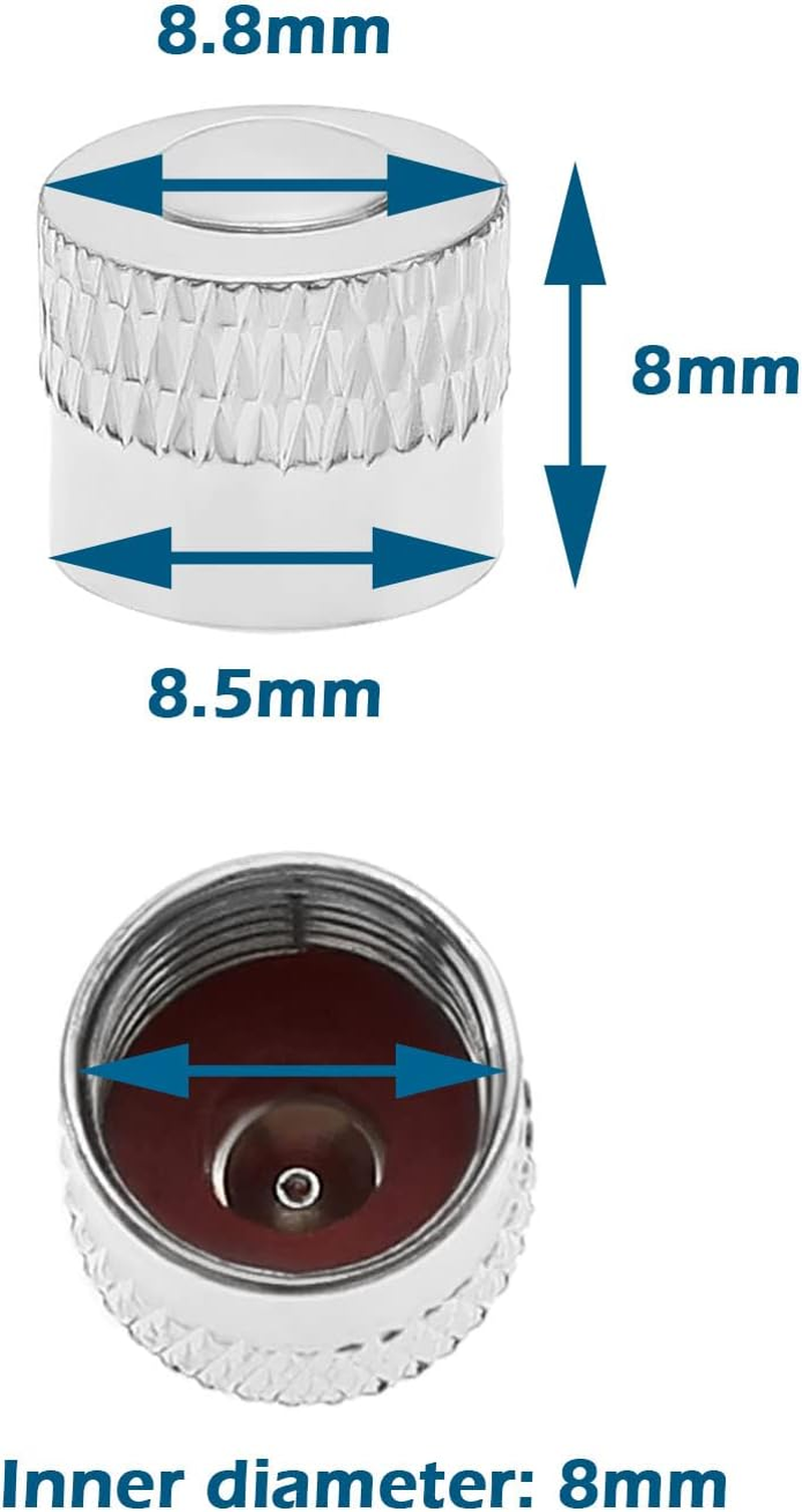 Emagtech 24PCS Tyre Valve Stem Caps Metal Car Tire Valve Lever Covers Tyre Dust Caps for Most Car Truck Motorbike Bicycle Scooter 8Mm Inner Diameter Silver