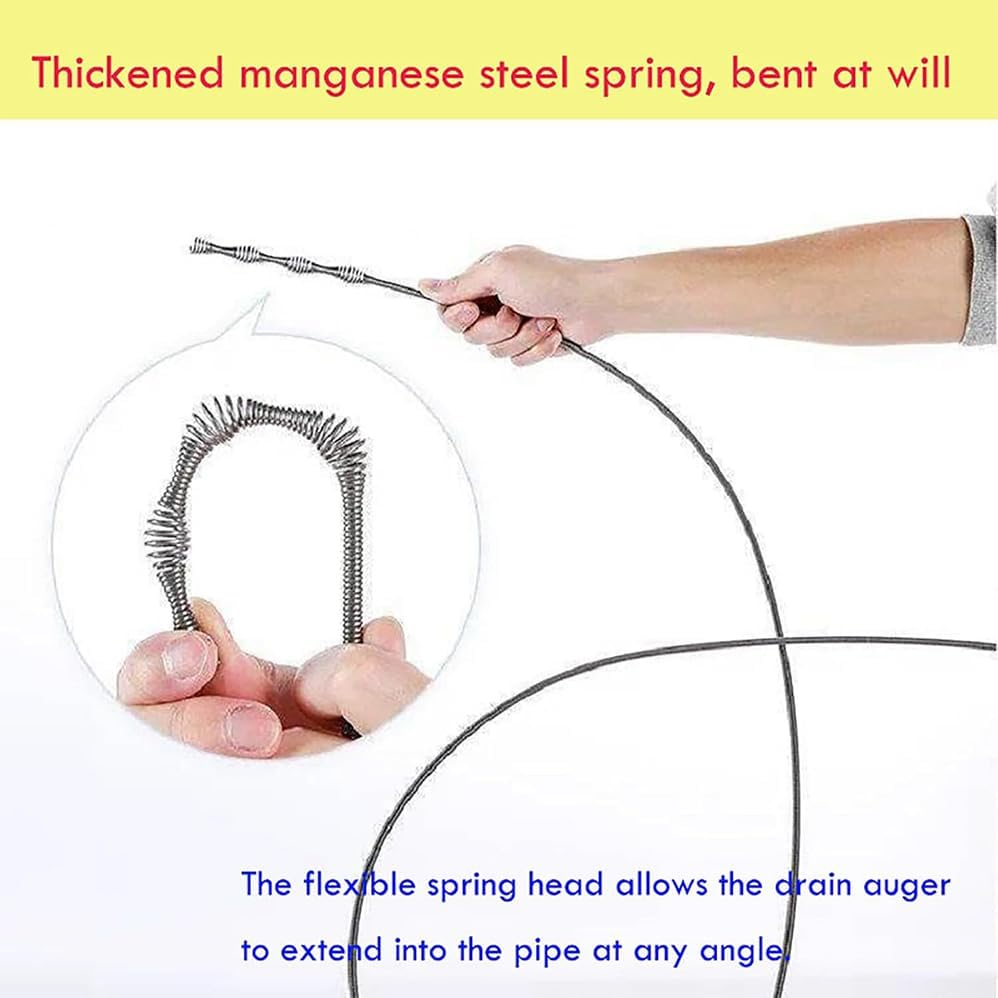 13 M Drain Clog Remover,Snake Auger,Hand Cranked Handle, anti Slip Handlez,Heavy Duty Plumbing Snake for Kitchen Sink, Toilet, Shower, Bathtub Clog Remover, Unclog Drain Hair Removal Tool image number 5